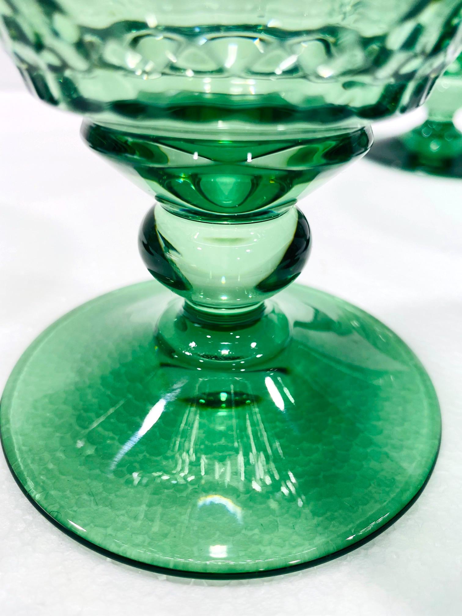 Contemporary Set of Six Vintage Villeroy & Boch Blown Crystal Goblets in Green, circa 2005
