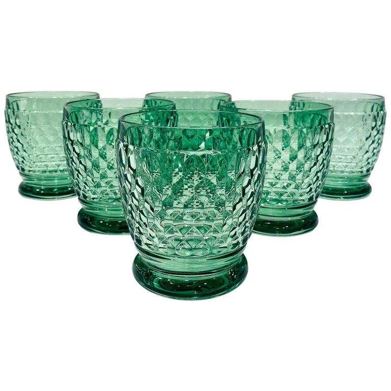 Set of Six Vintage Villeroy and Boch Blown Crystal Rock Glasses in ...