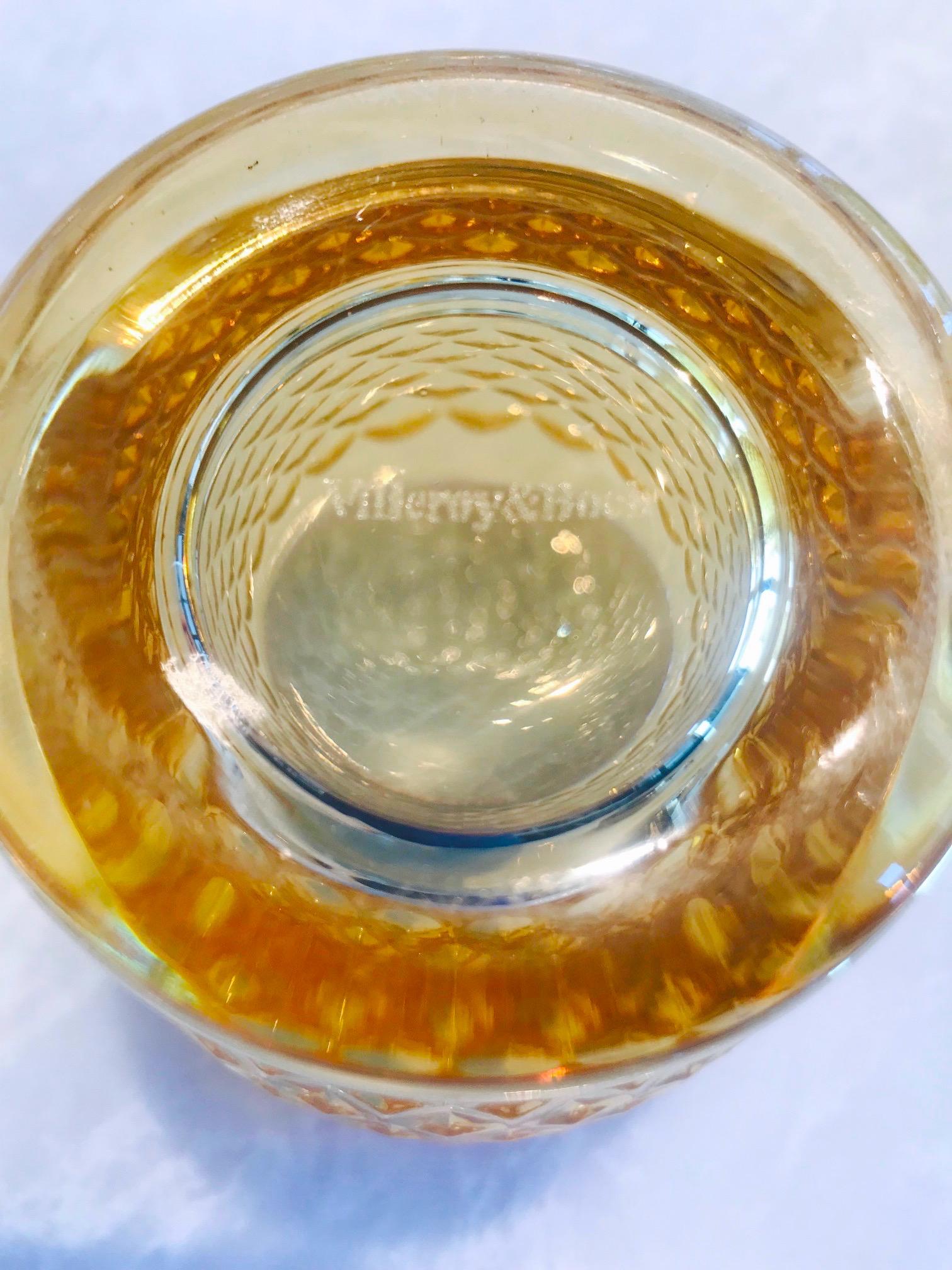 Set of Six Vintage Villeroy & Boch Crystal Whiskey Glasses in Amber 2