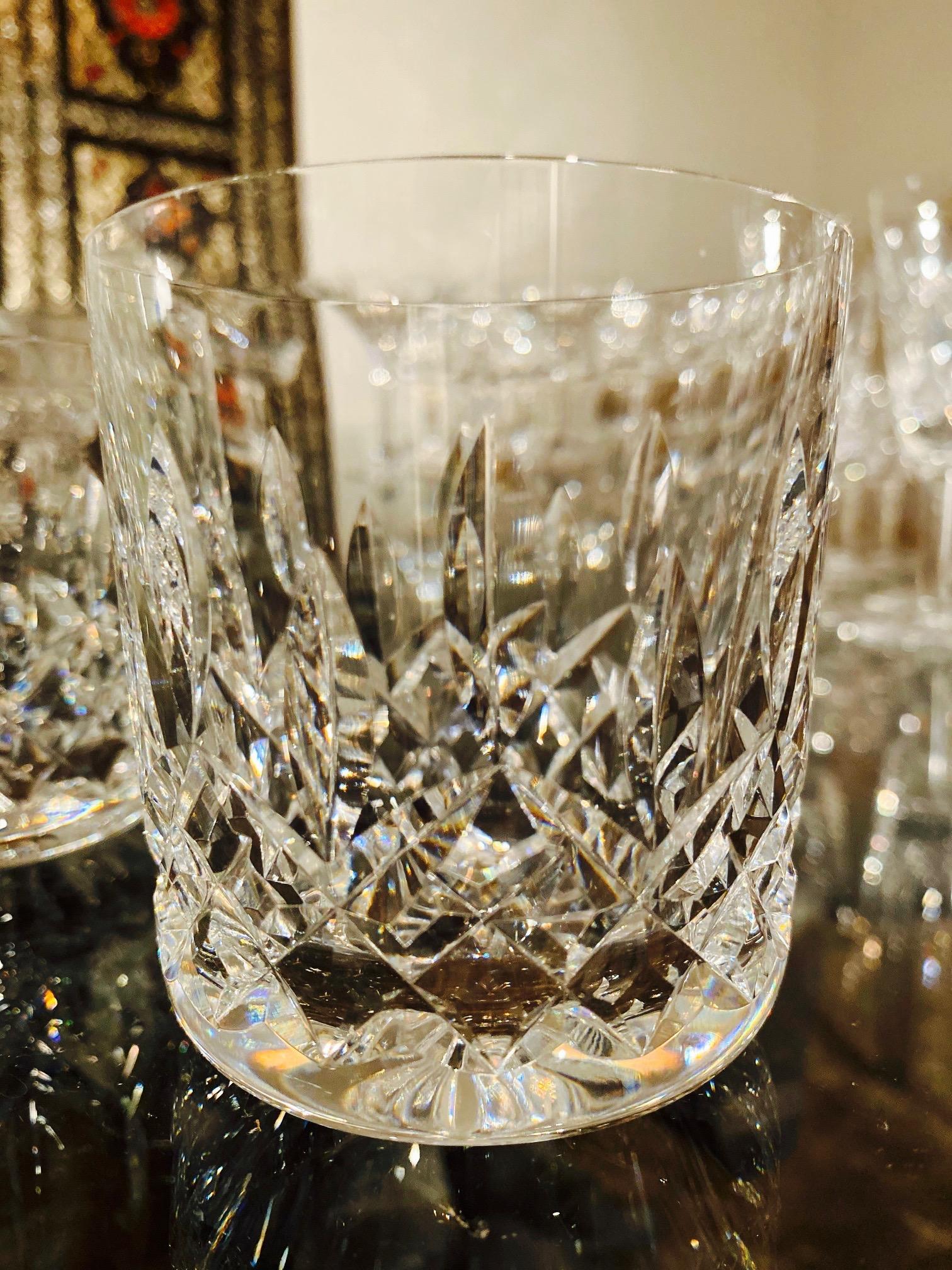 Faceted Set of Six Vintage Waterford Crystal Old Fashioned Glasses, Germany, circa 1995