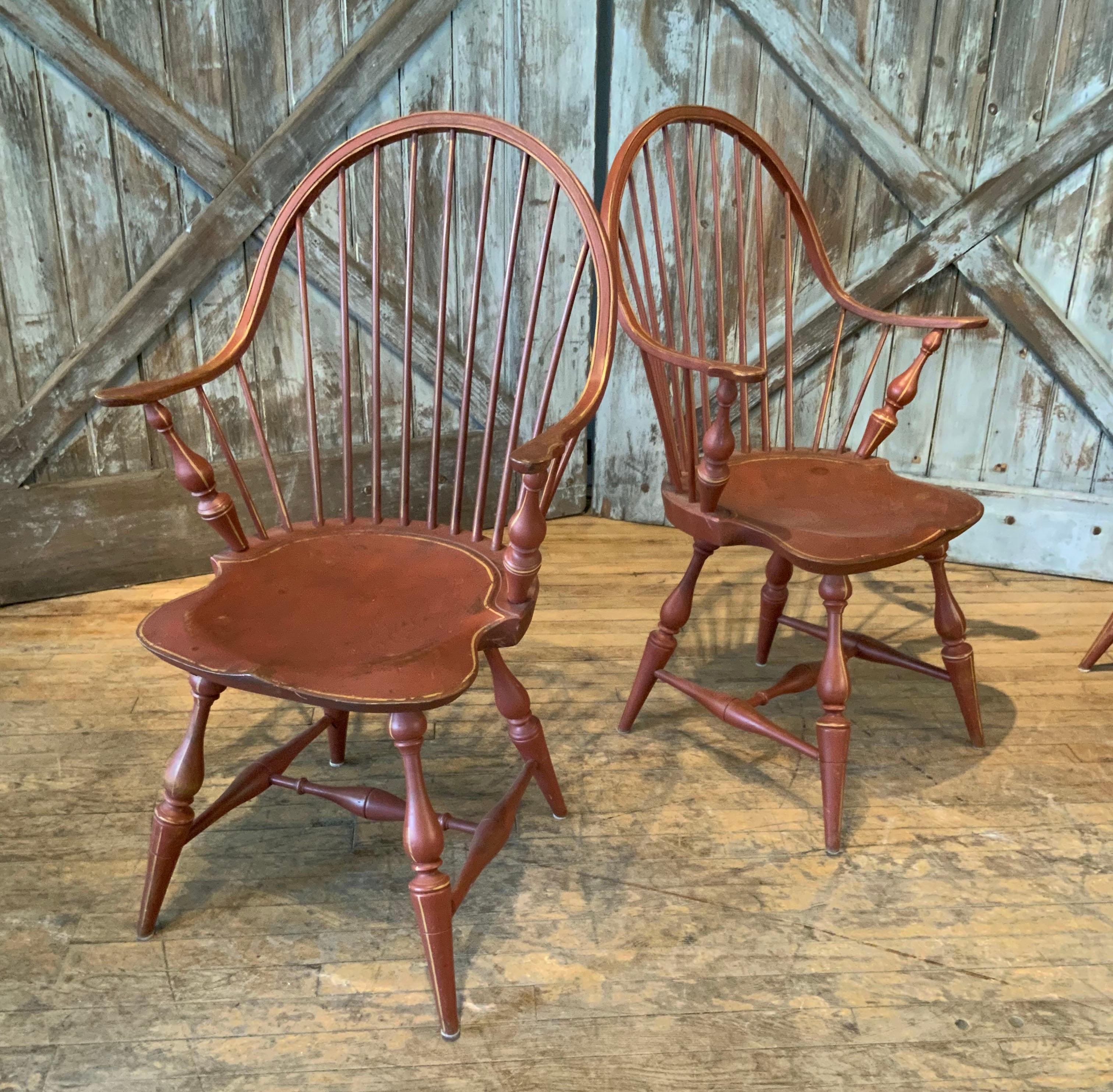 Hardwood Set of Six Vintage Windson Dining Chairs