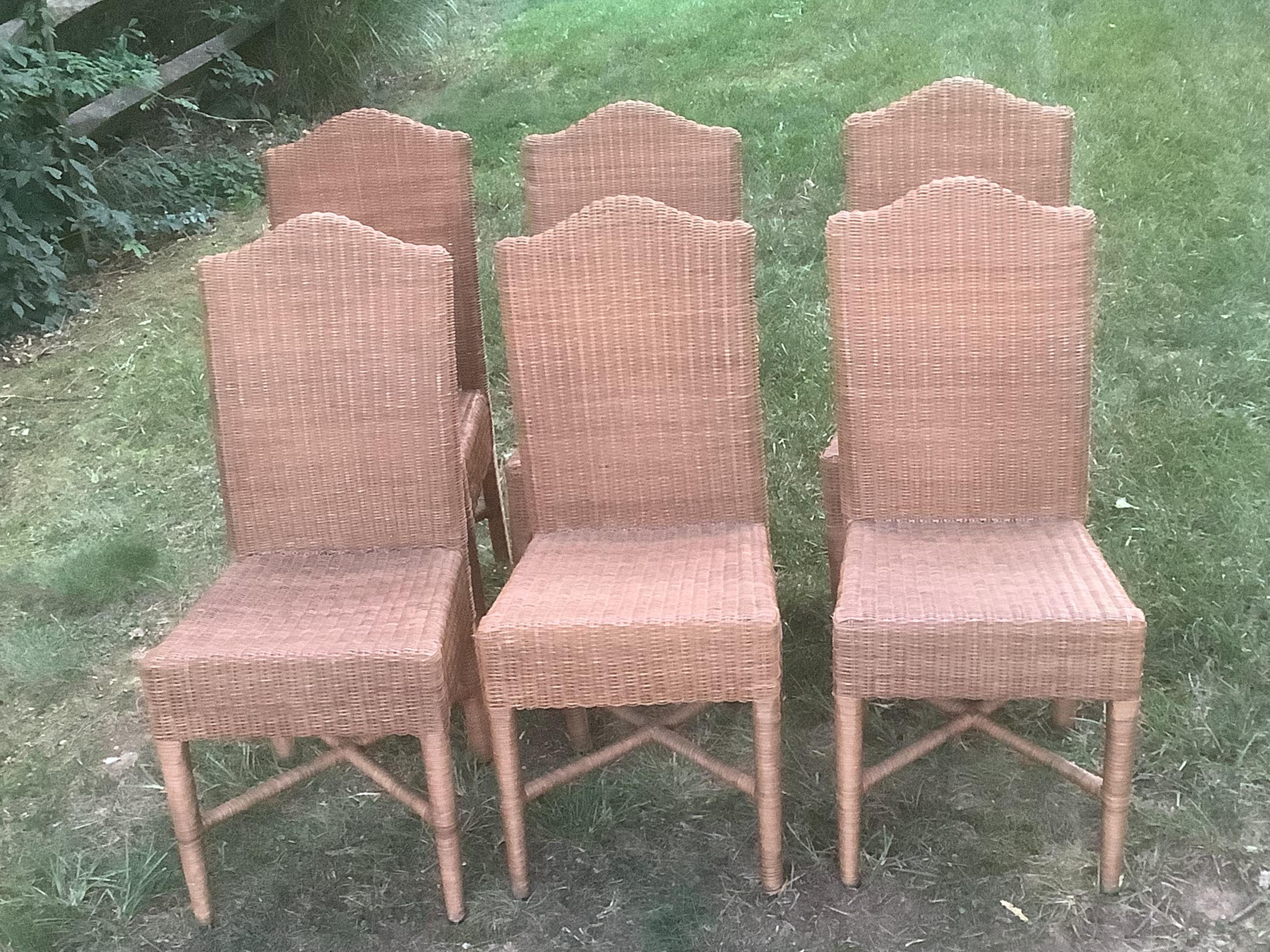Satz von sechs Vintage Woven Dining Chairs im Zustand „Gut“ im Angebot in Chapel Hill, NC
