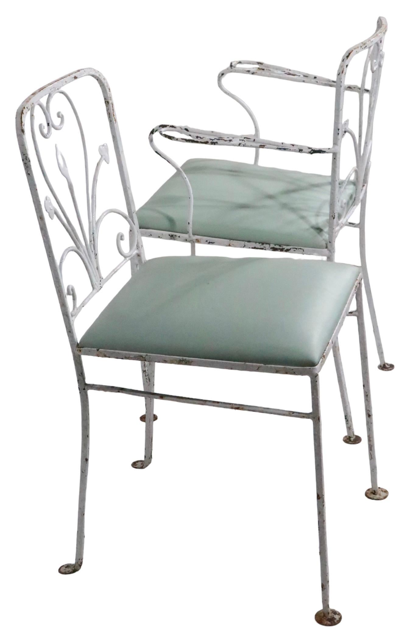 20th Century Set of Six Vintage  Wrought Iron Dining Chairs att. to Woodard c 1950/1960's  For Sale
