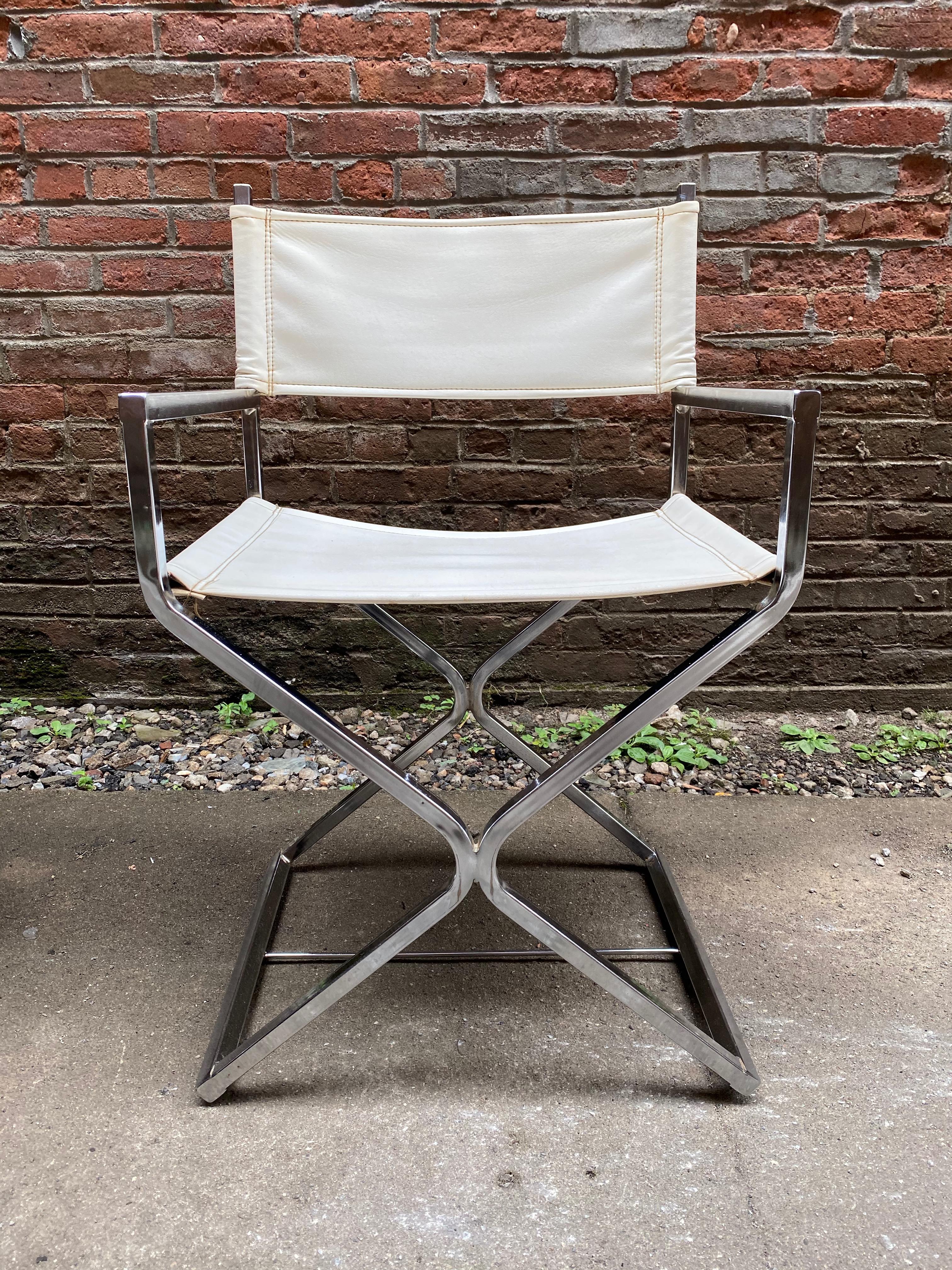 Virtue Brothers Chrome Director's Chairs - Set of Six In Good Condition In Garnerville, NY