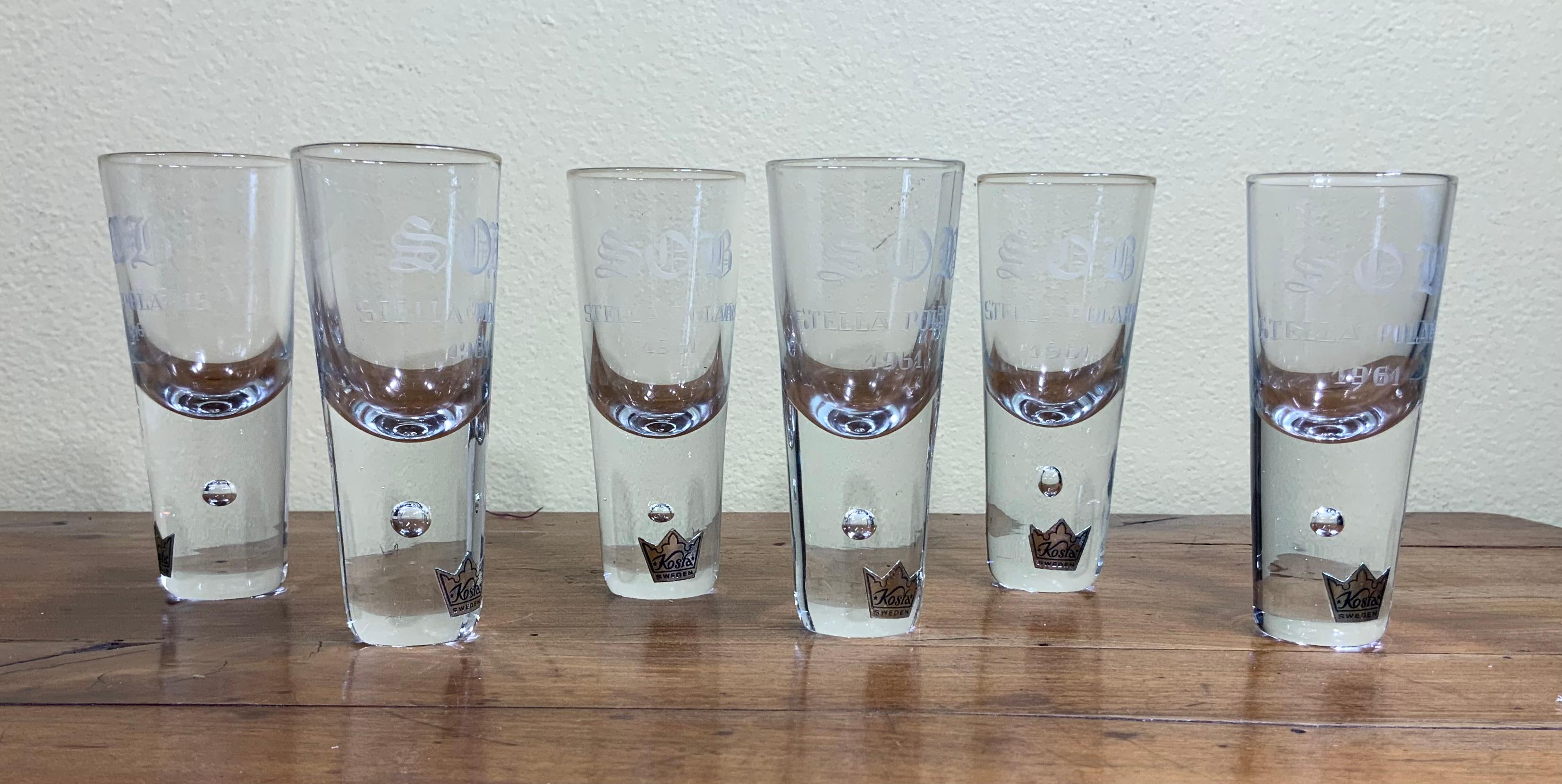 Set of Six Vodka Shot Glasses by Stella Polaris In Good Condition For Sale In Delray Beach, FL