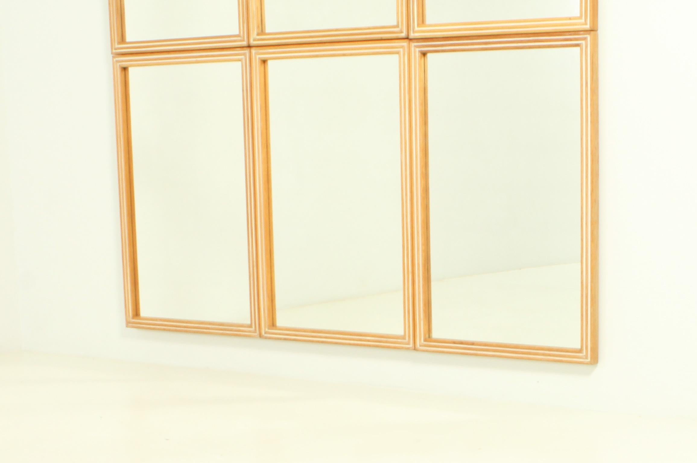 Spanish Set of Six Wall Mirrors in Cerused Oak, Spain, 1950's