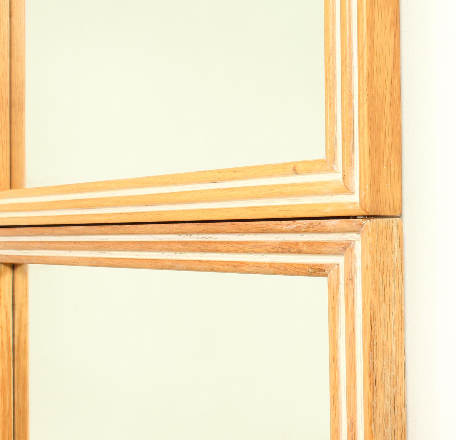 Set of Six Wall Mirrors in Cerused Oak, Spain, 1950's In Good Condition In Barcelona, ES