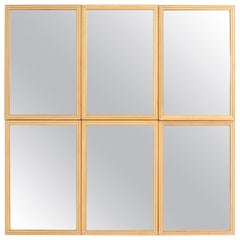 Set of Six Wall Mirrors in Cerused Oak, Spain, 1950's