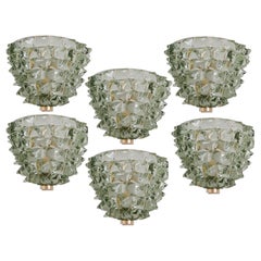 Set of Six Wall Rostrato Glass Sconces Murano