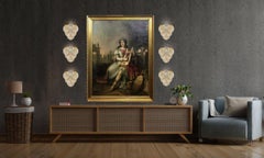 Set of Six Wall Sconces Iridescent Murano Discs