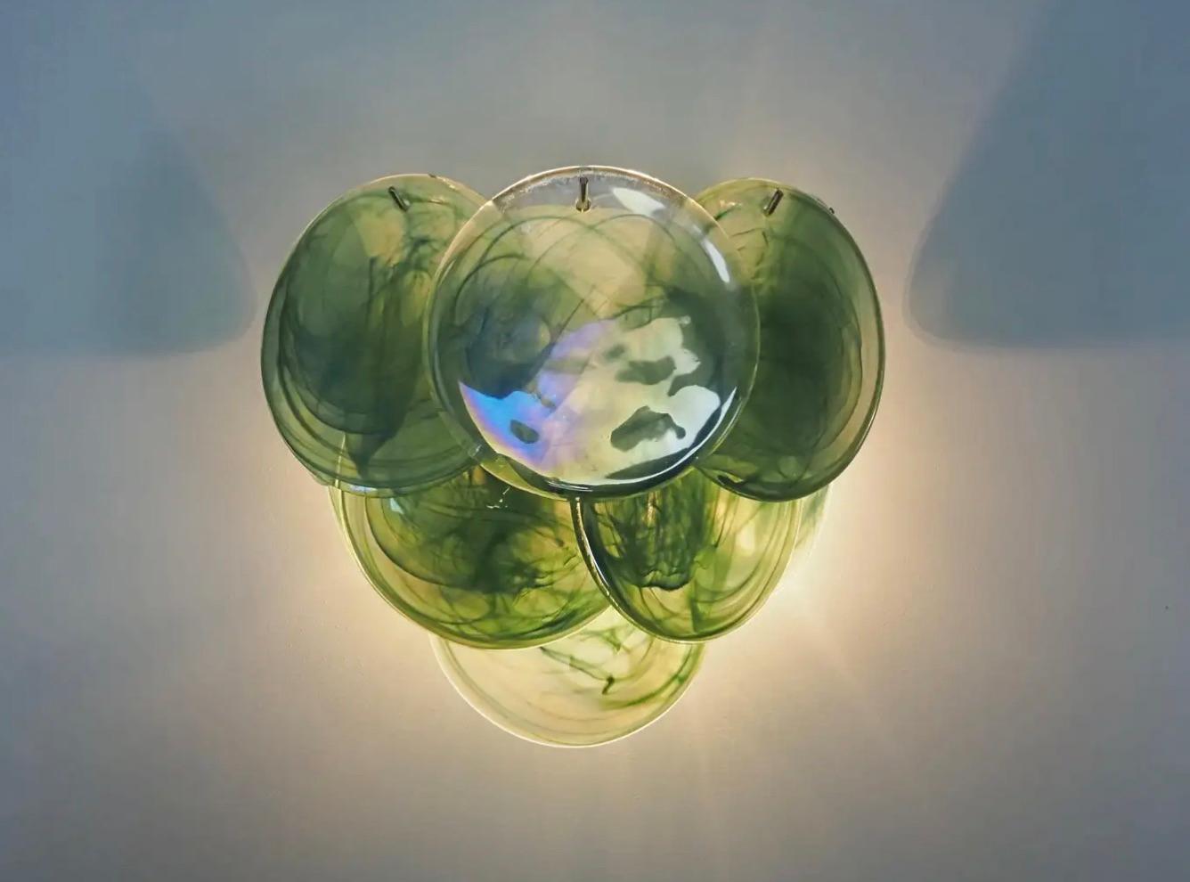Set di sei lampade da parete a disco di Murano in vendita 4