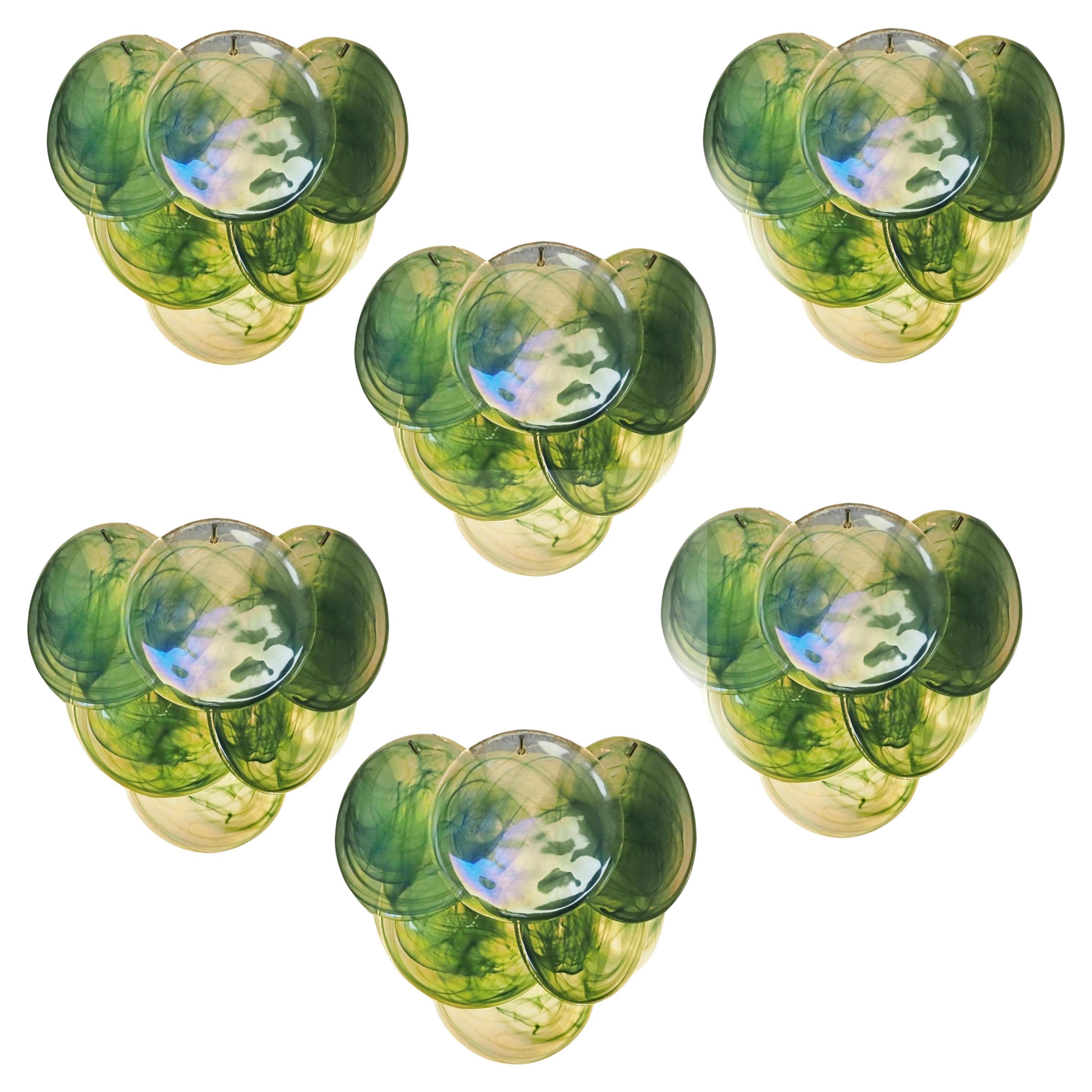 Set of Six Wall Sconces Murano Discs