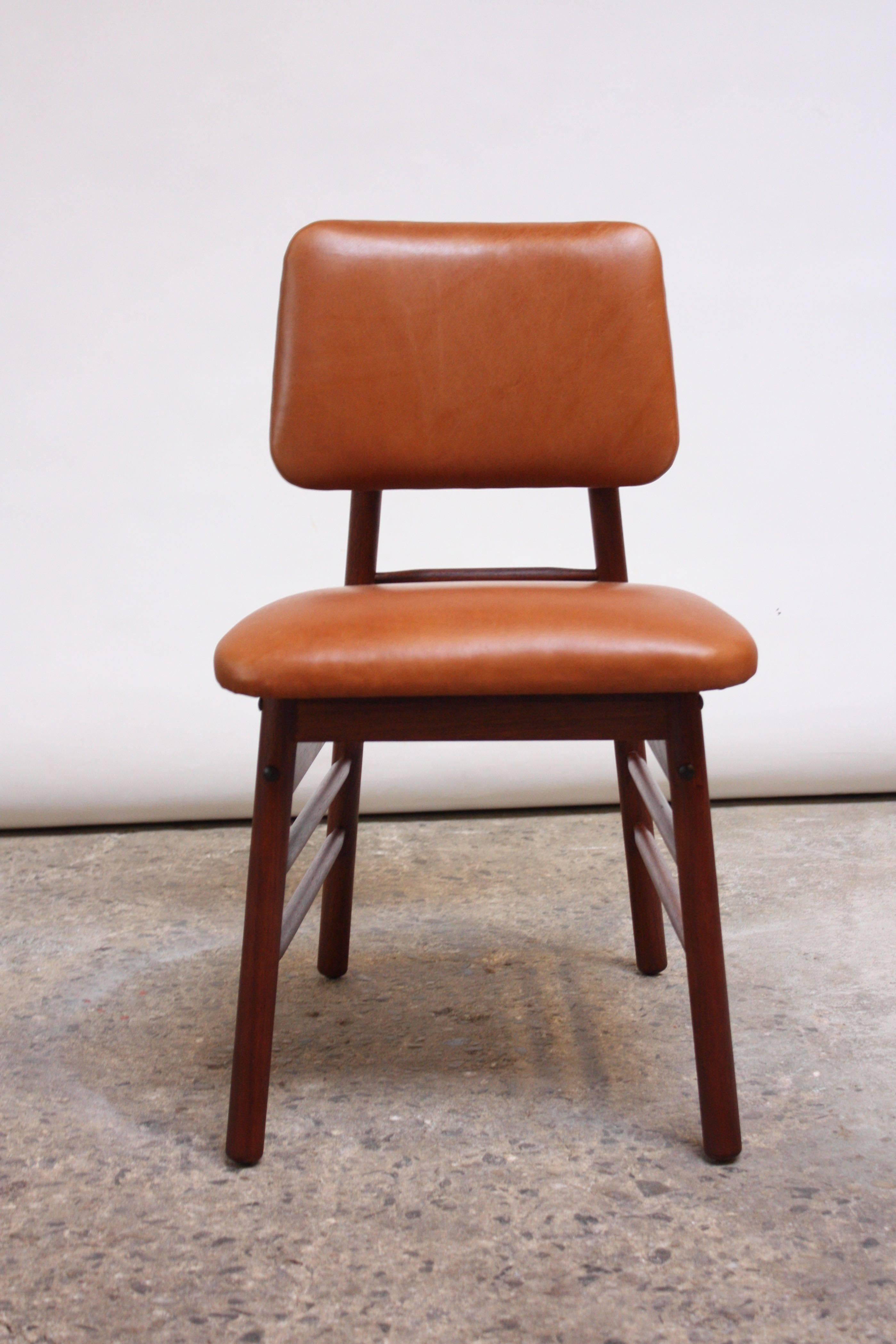 Set of Six Walnut and Leather Dining Chairs by Greta Grossman 3