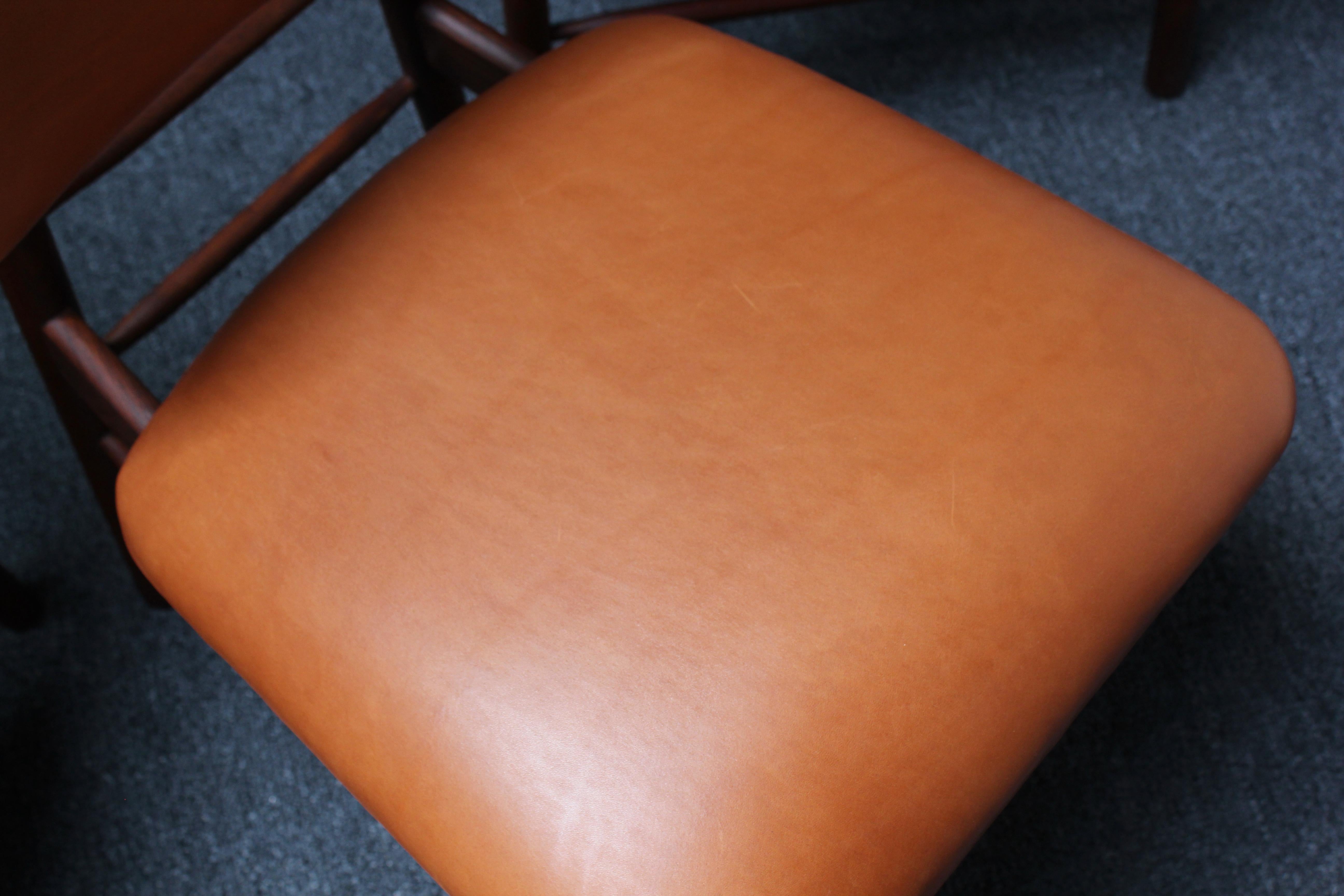 Set of Six Walnut and Leather Dining Chairs by Greta Grossman 9