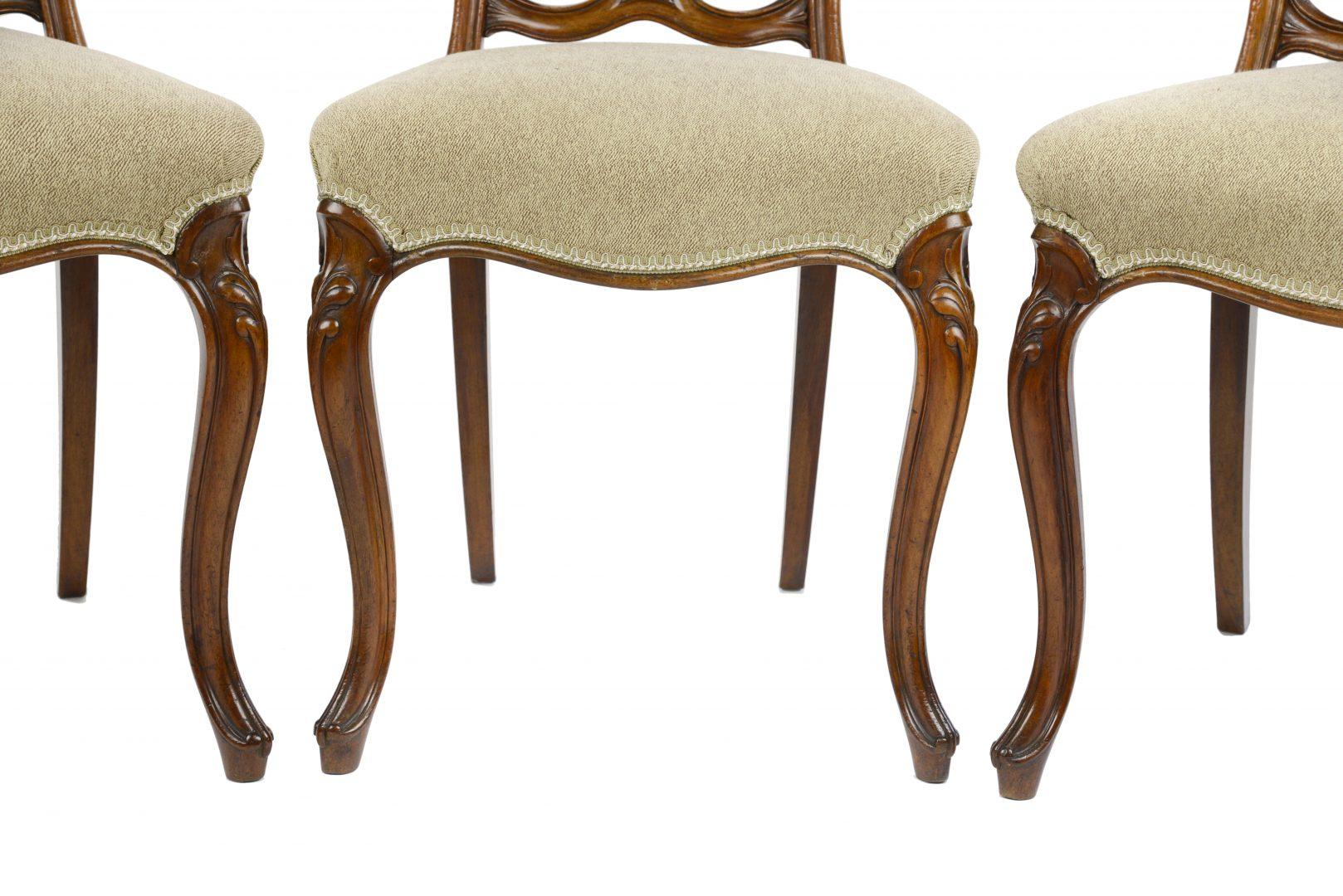 British Set of Six Walnut Balon Back Chairs by Gillows