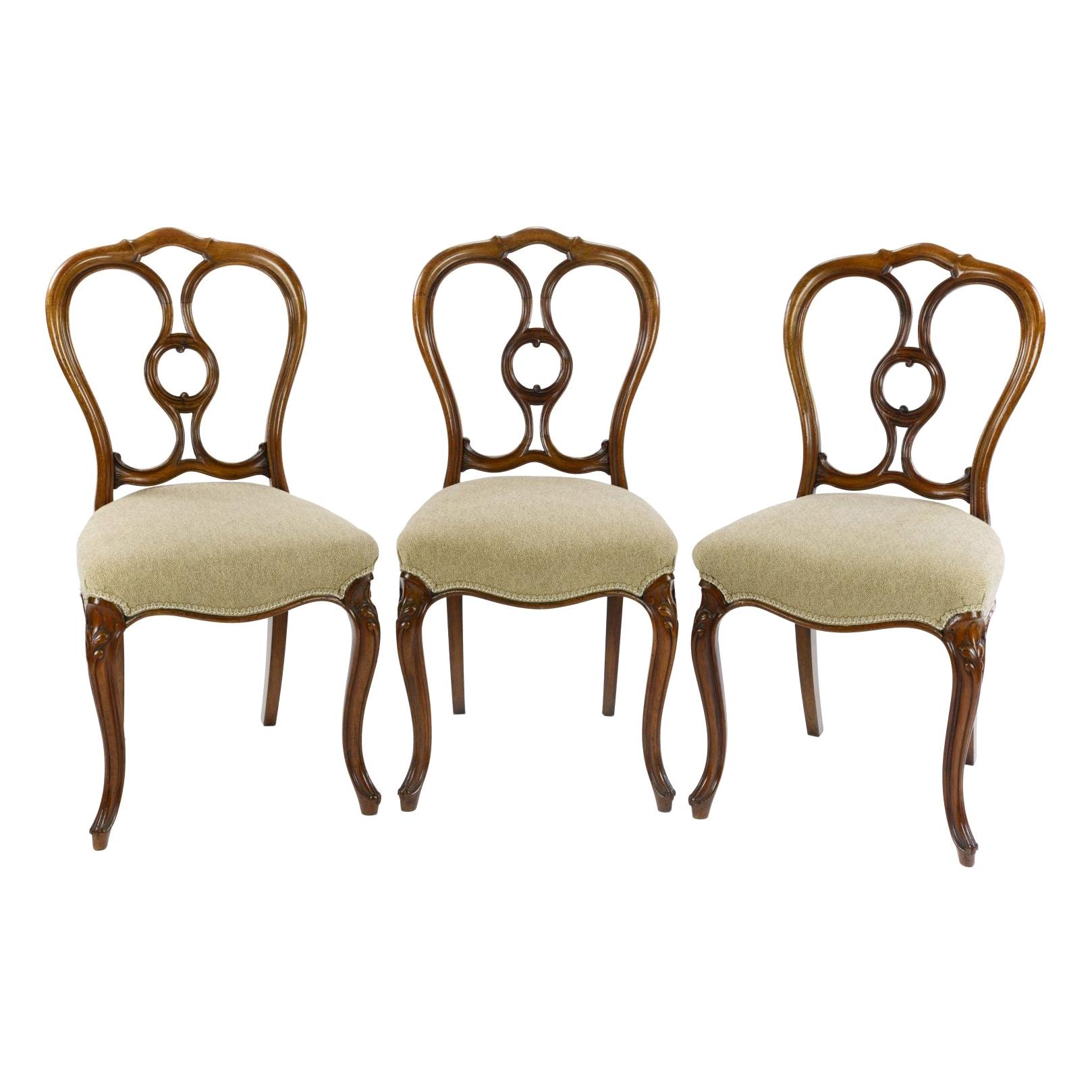 Set of Six Walnut Balon Back Chairs by Gillows