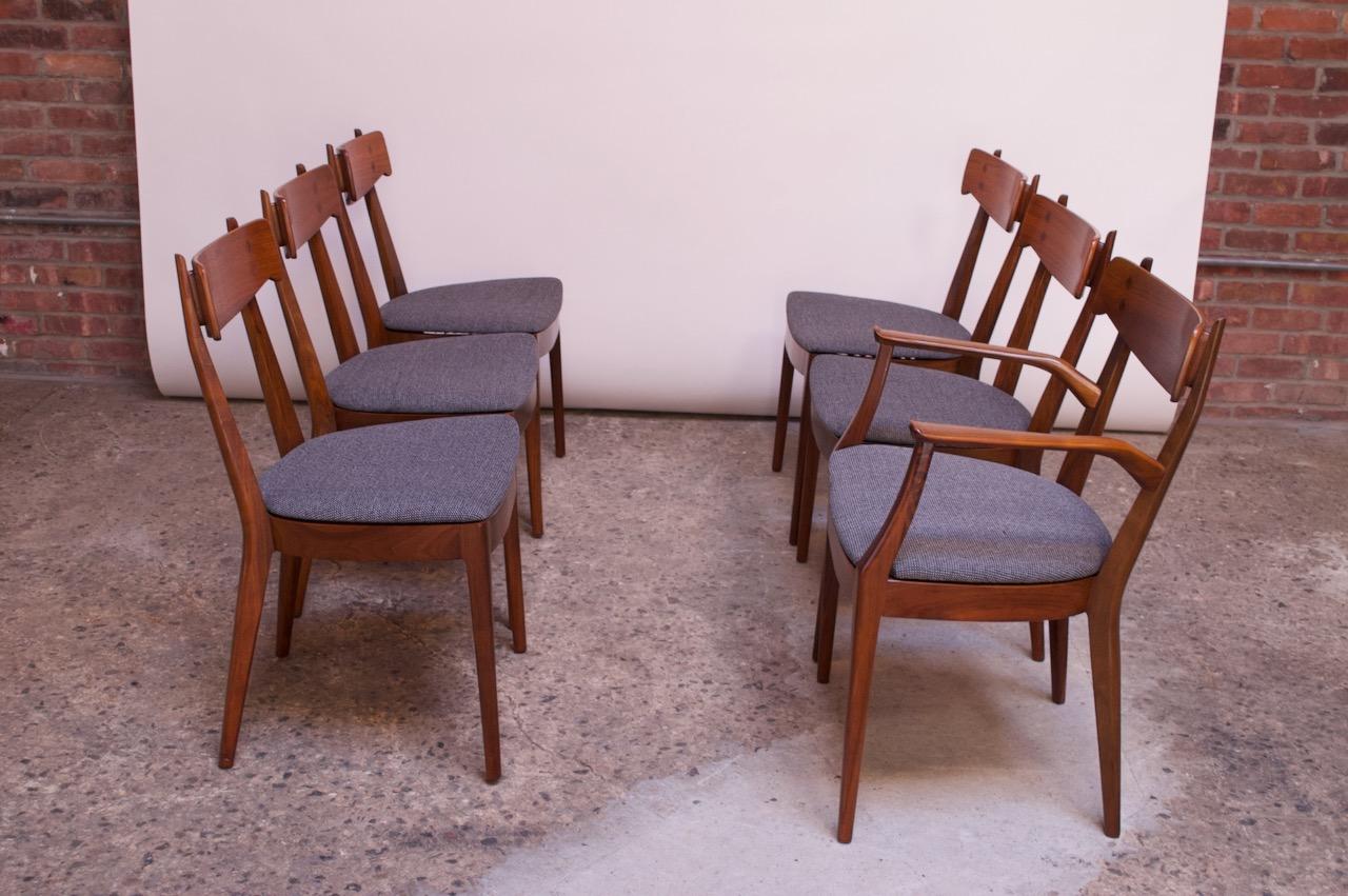 American Set of Six Walnut “Declaration” Dining Chairs by Kipp Stewart for Drexel