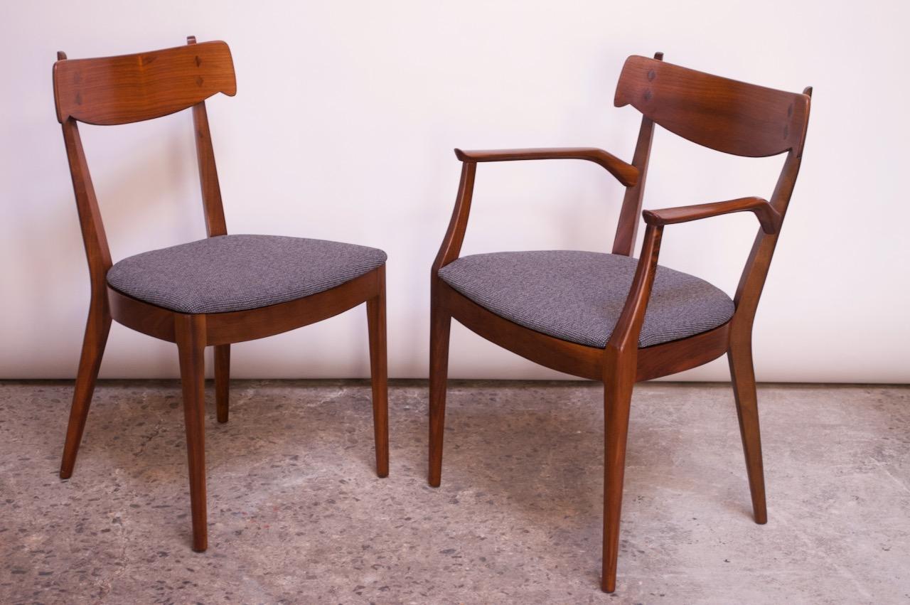 Set of Six Walnut “Declaration” Dining Chairs by Kipp Stewart for Drexel In Good Condition In Brooklyn, NY