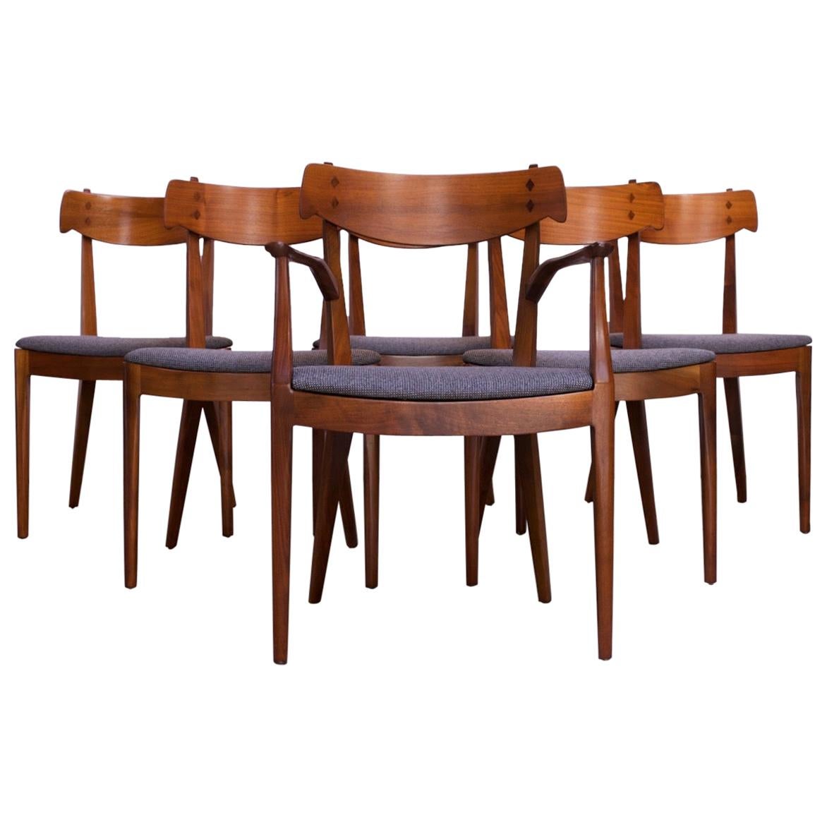 Set of Six Walnut “Declaration” Dining Chairs by Kipp Stewart for Drexel