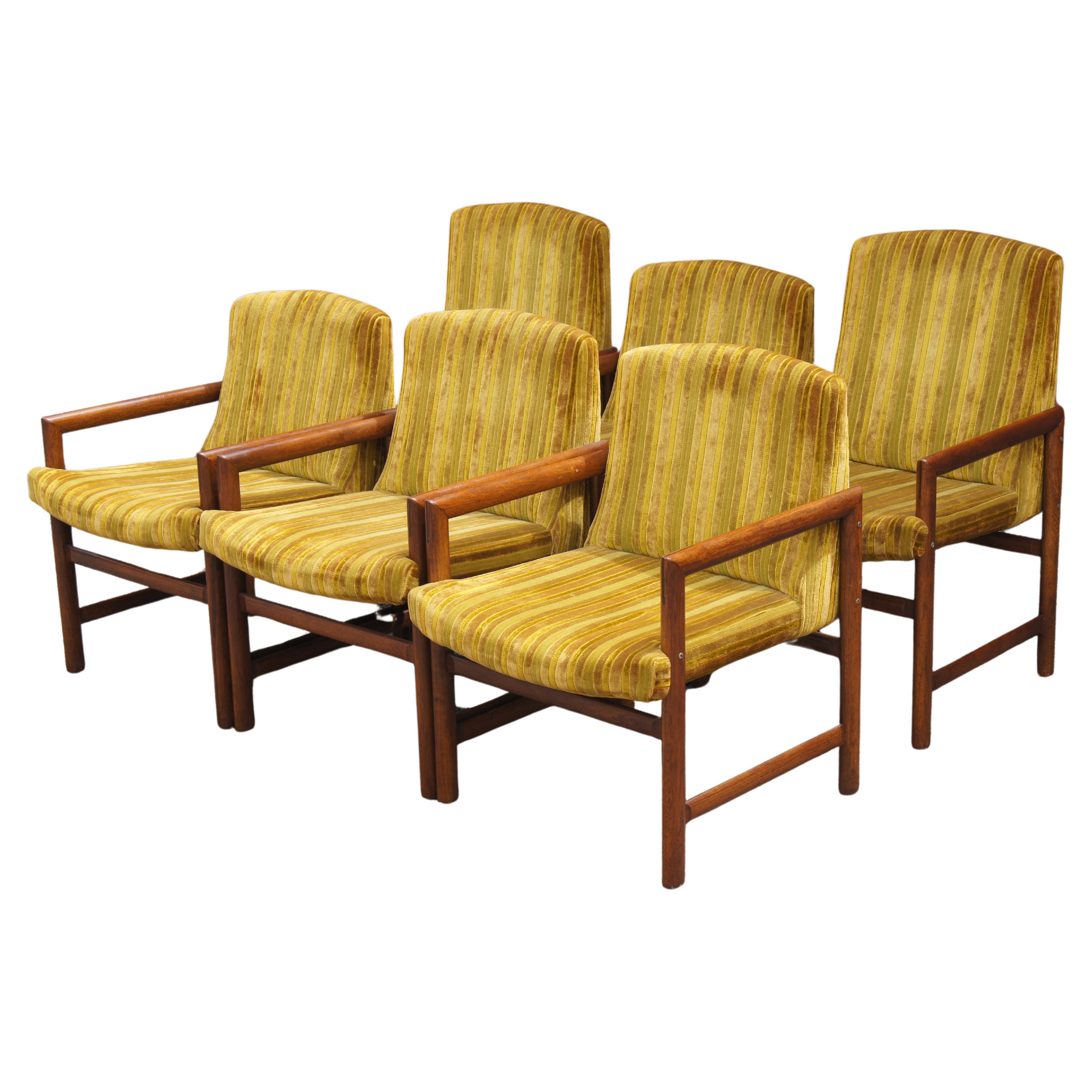 Set of Six Walnut Dining Armchairs by Rapids of Boston For Sale
