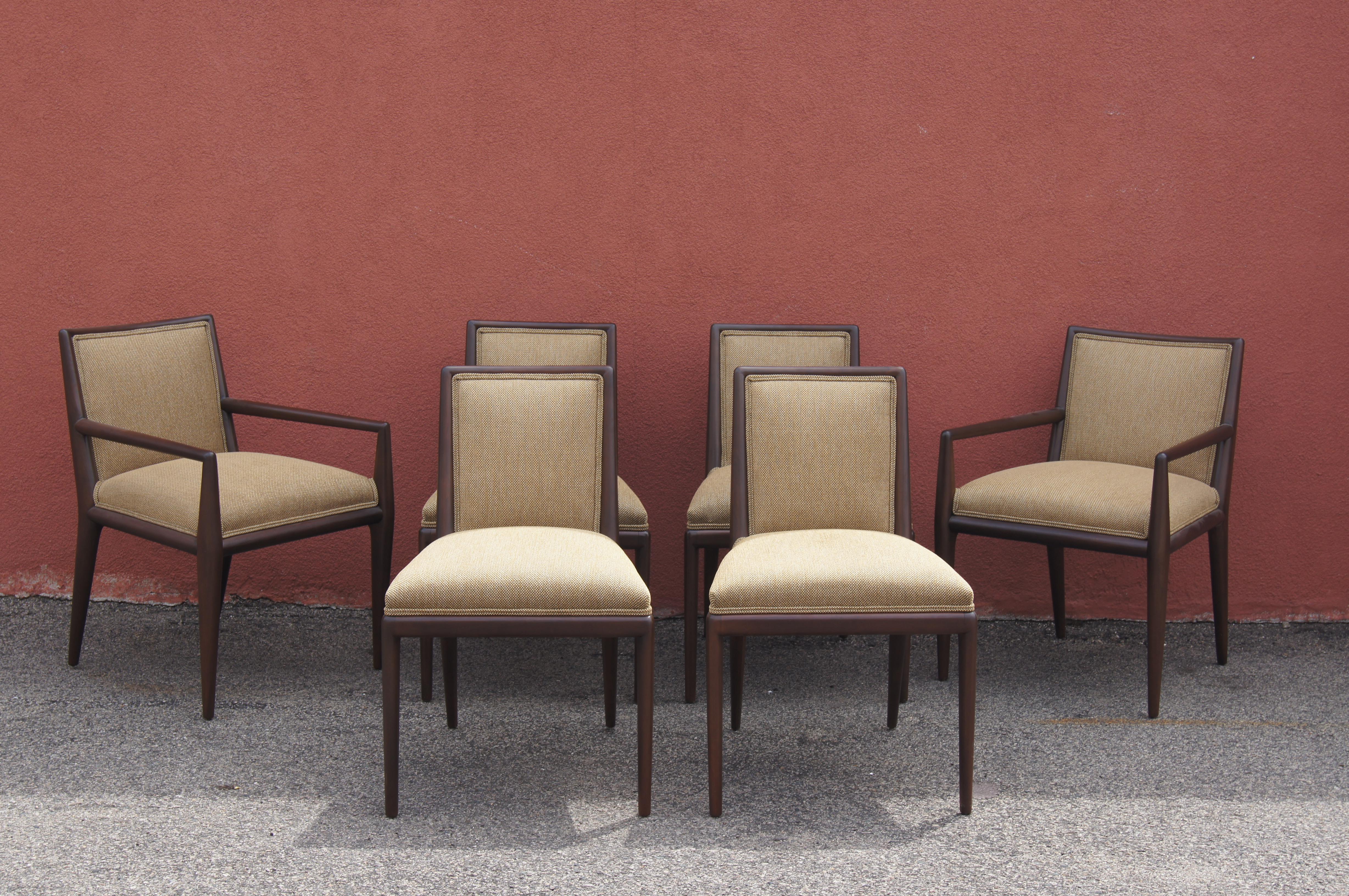 Mid-Century Modern Set of Six Walnut Dining Chairs by T.H. Robsjohn-Gibbings for Widdicomb For Sale