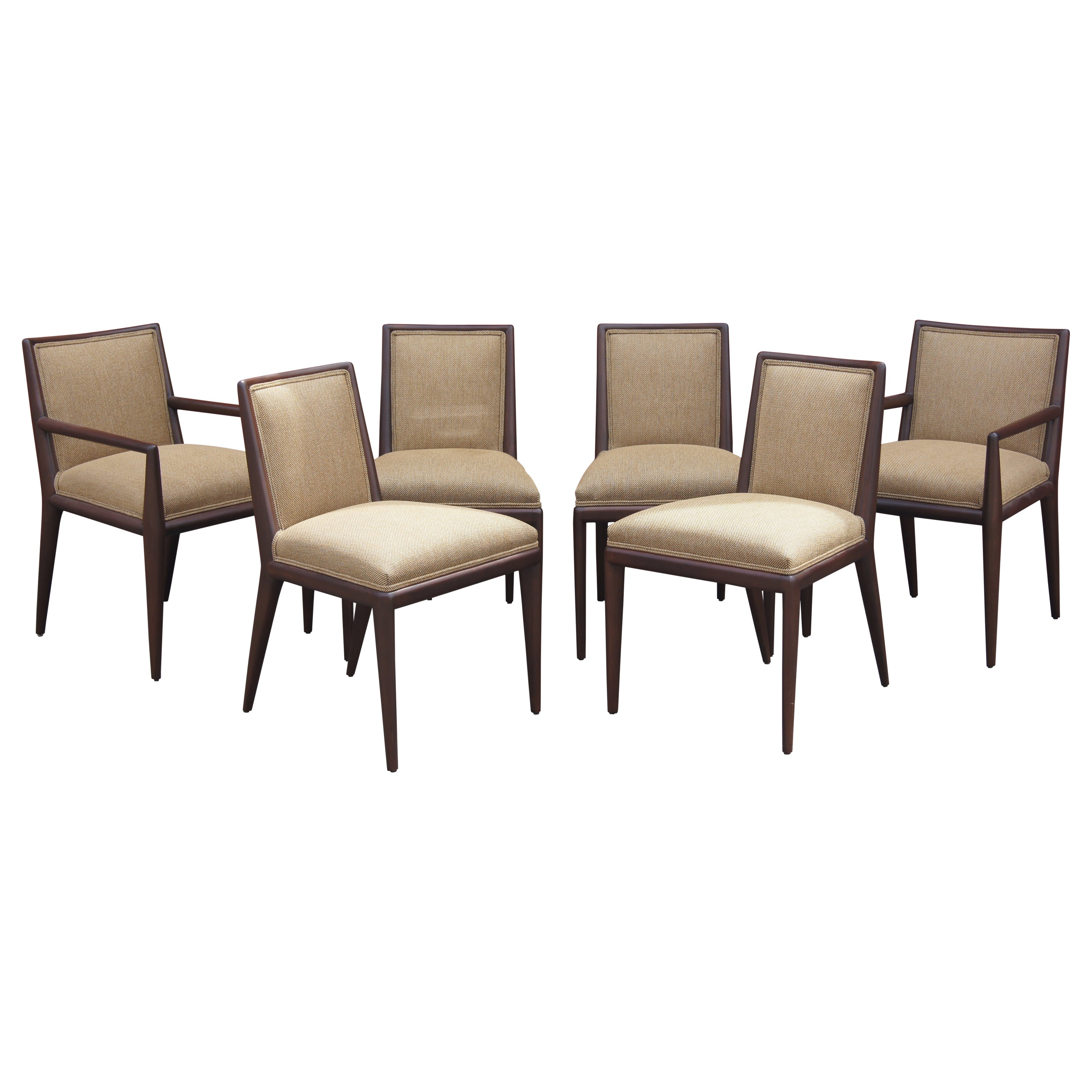 Juego de seis sillas de comedor de nogal de T.H. Robsjohn-Gibbings para Widdicomb