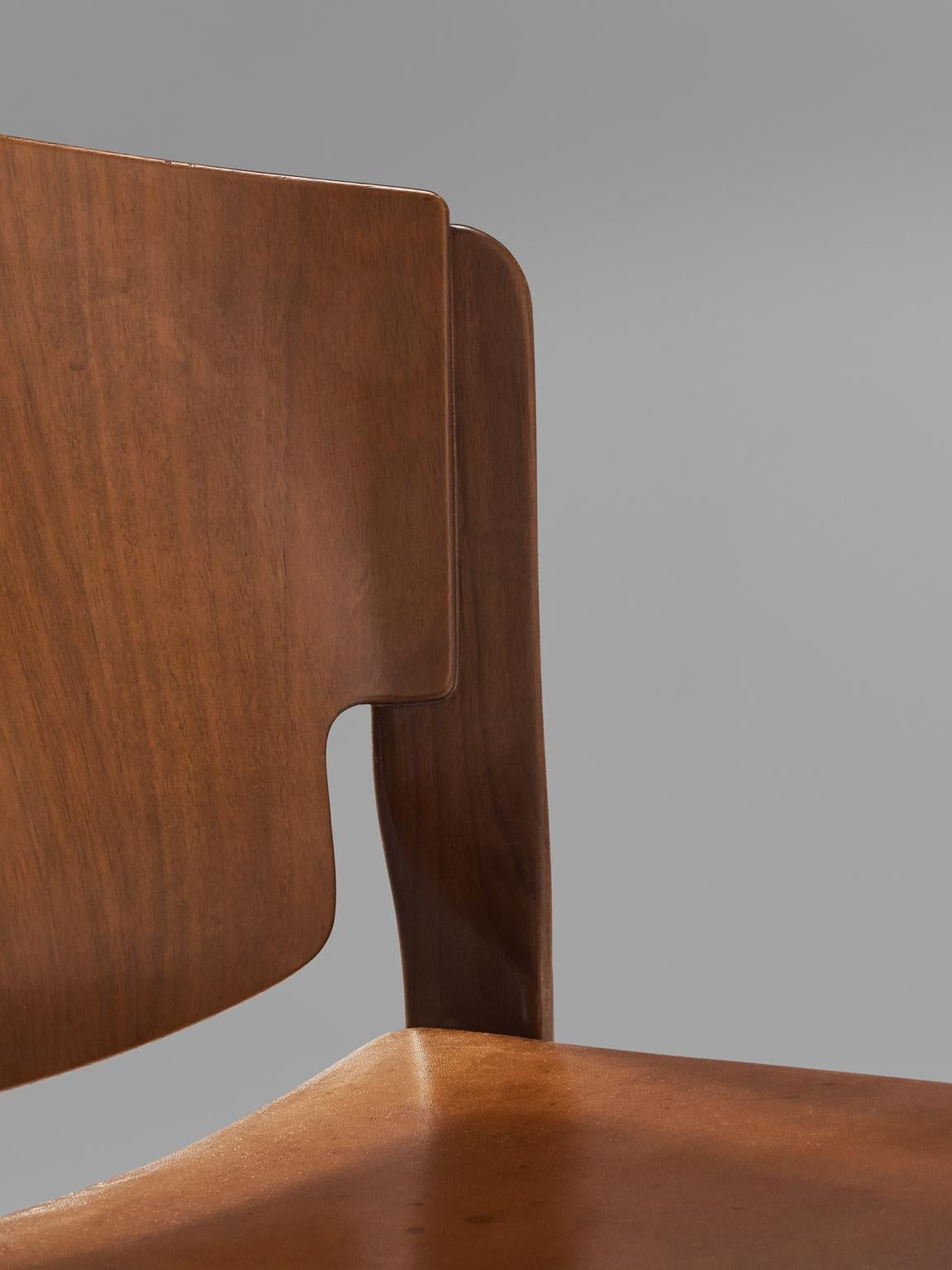 Set of Six Walnut Dining Chairs by Vico Magistretti for Cassina 2