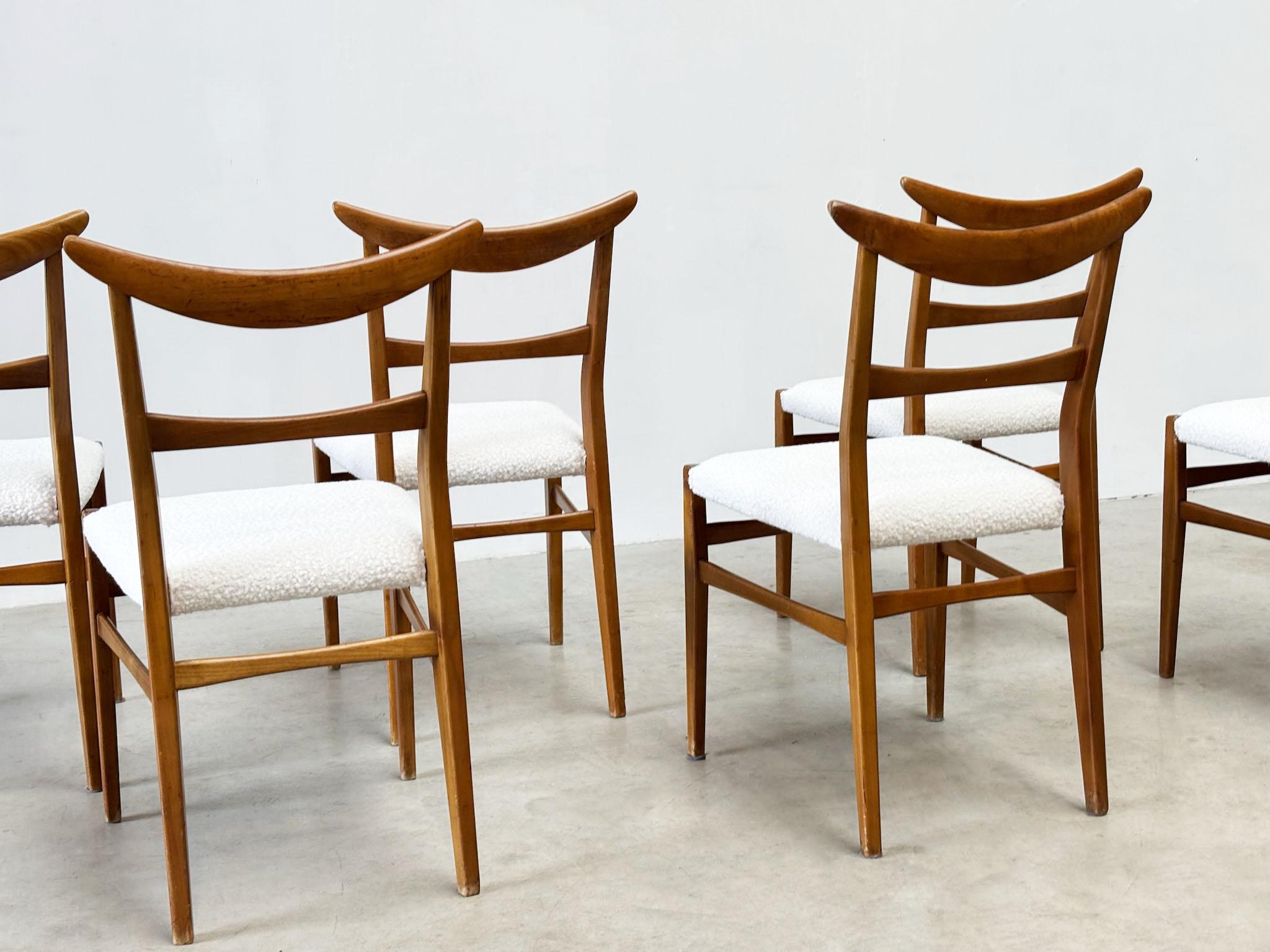 Set di sei sedie da pranzo Lübke in noce in vendita 5