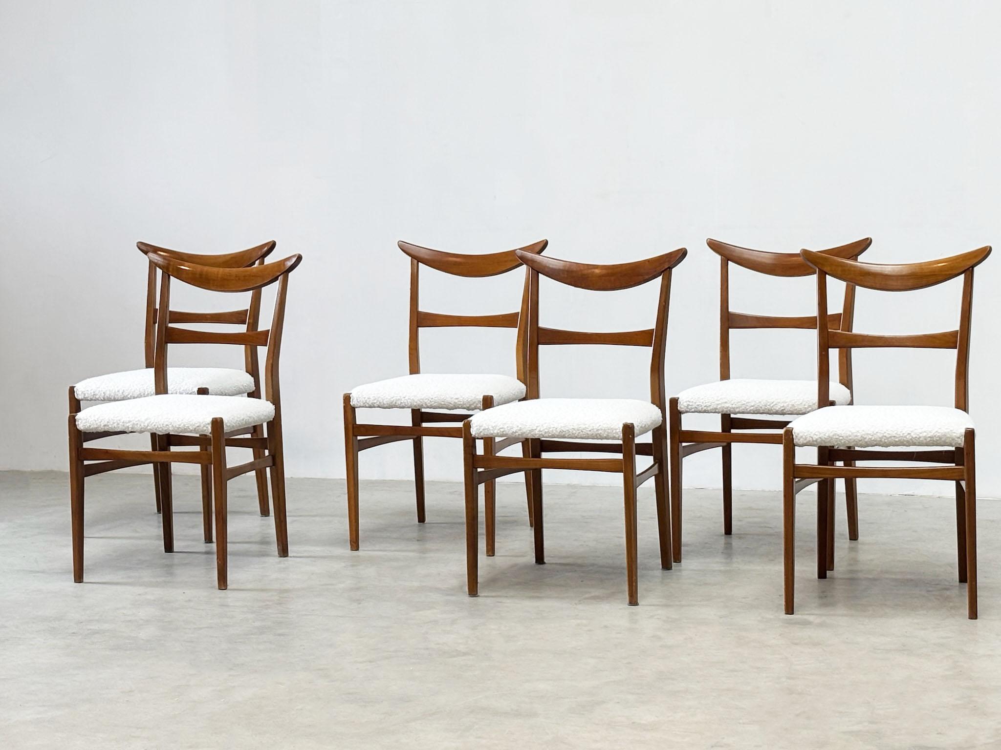 Set di sei sedie da pranzo Lübke in noce in vendita 2