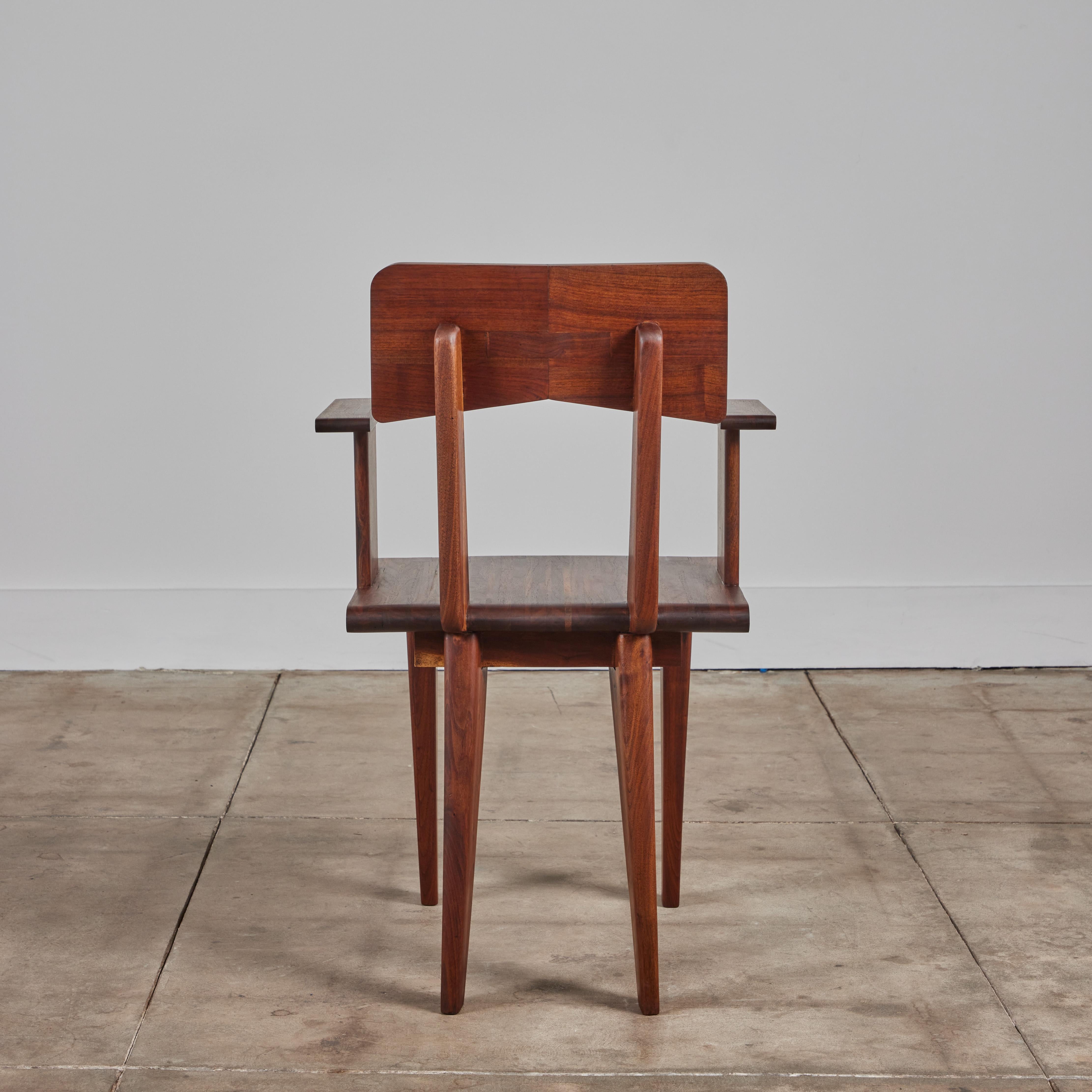 Set of Six Walnut Studio Craft Dining Chairs For Sale 9