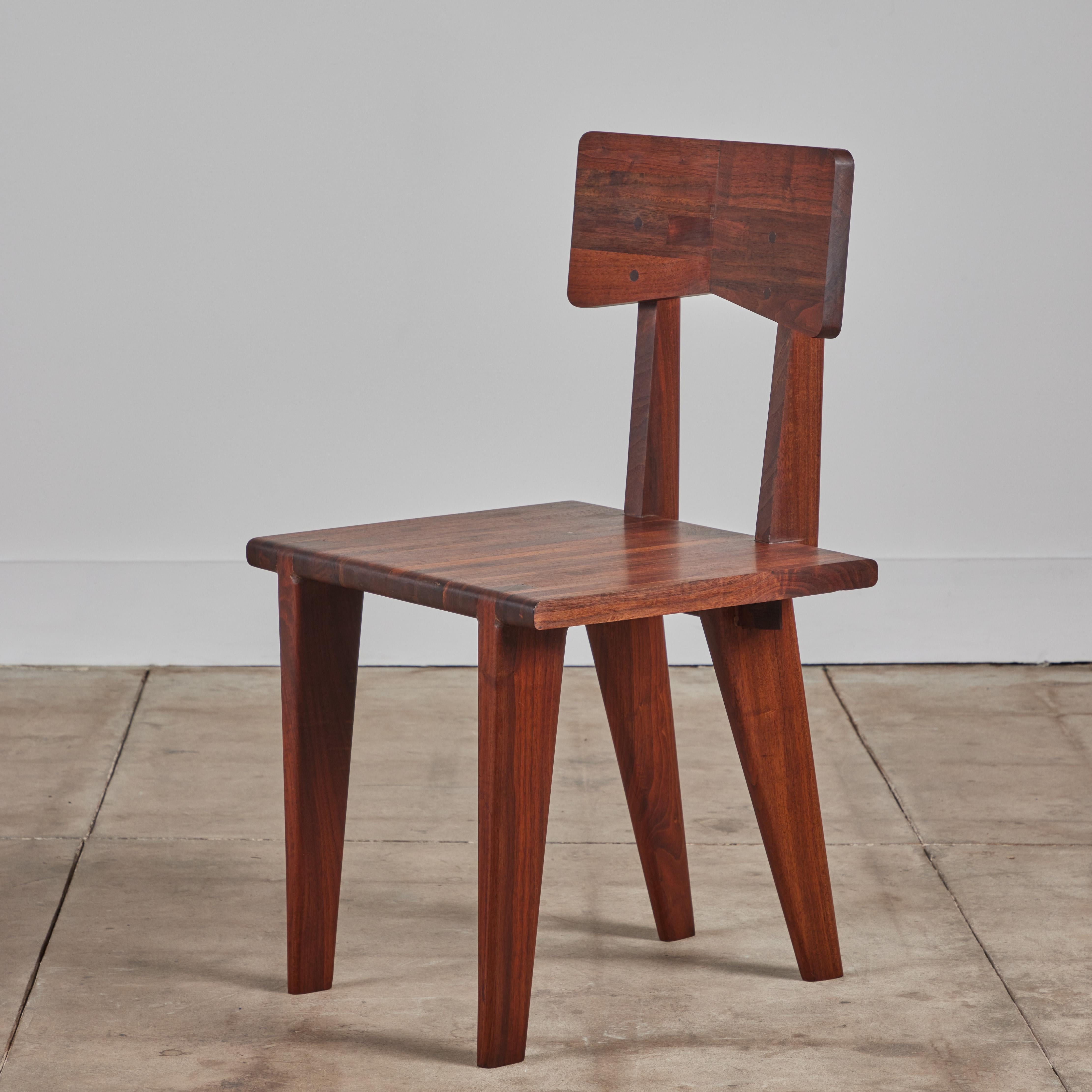 20th Century Set of Six Walnut Studio Craft Dining Chairs For Sale