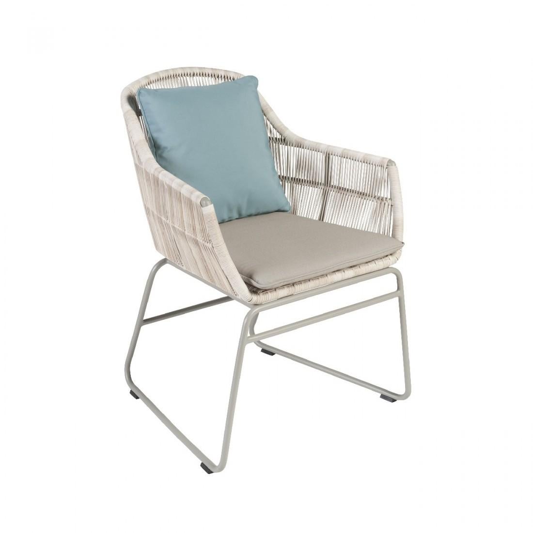 Set of six design outdoor armchairs with aluminum structure, 