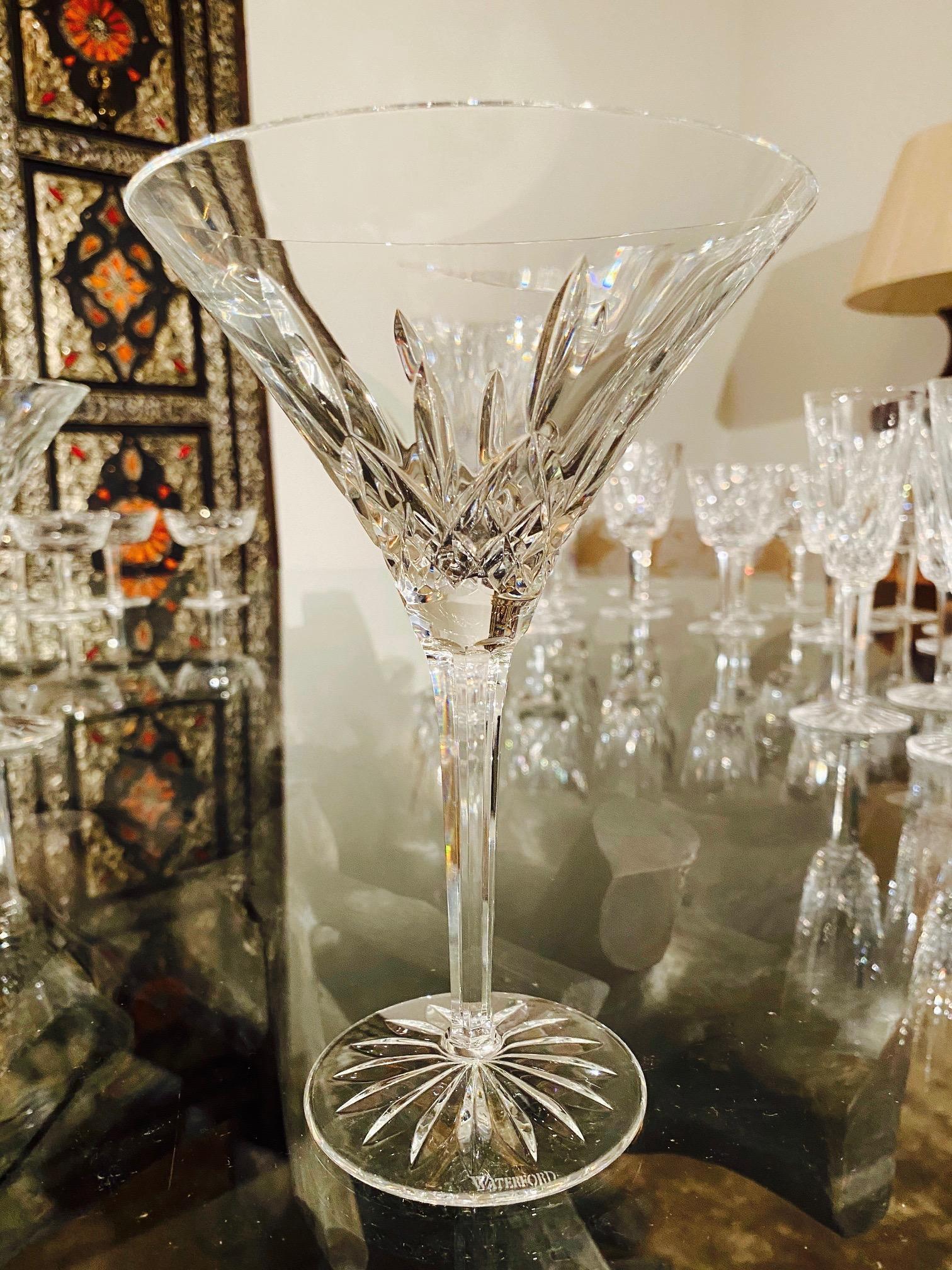 Late 20th Century Set of Six Waterford Crystal Tall Martini Glasses, Lismore Series, circa 1995