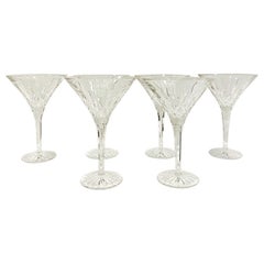 Set of Six Waterford Crystal Tall Martini Glasses, Lismore Series, circa 1995