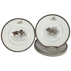 Set of Six Wedgwood Queen's Ware American Sporting Dog Plates