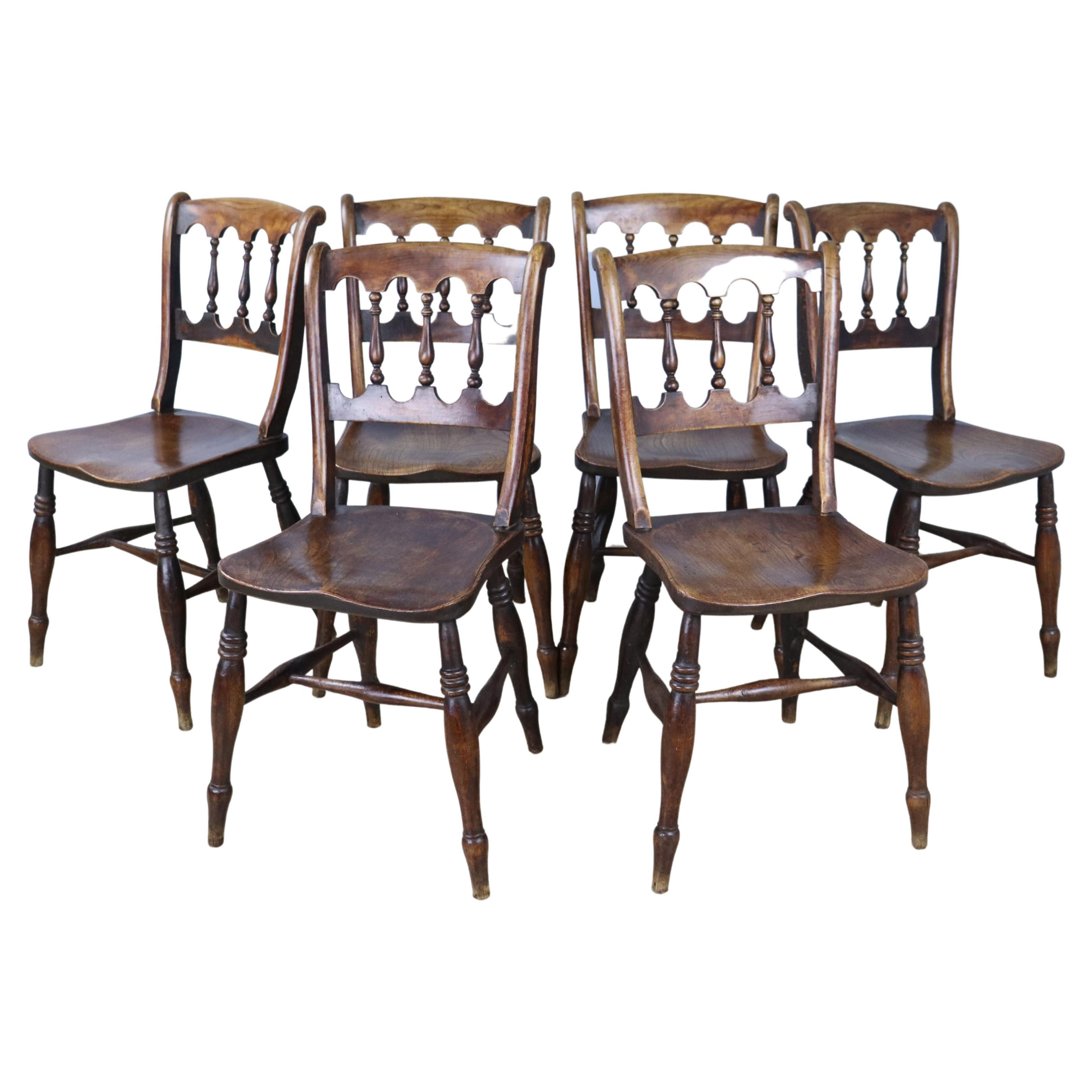 Set of Six Welsh Country Kitchen Chairs with Great Elm Seats For