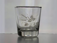 Set of SIX Whisky Drinking Glasses Barley Decoration & Silver Rim, circa 1950s