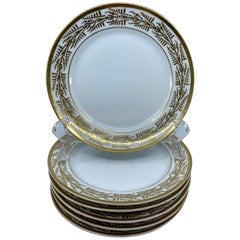 Ensemble de six assiettes Empire blanches et dorées