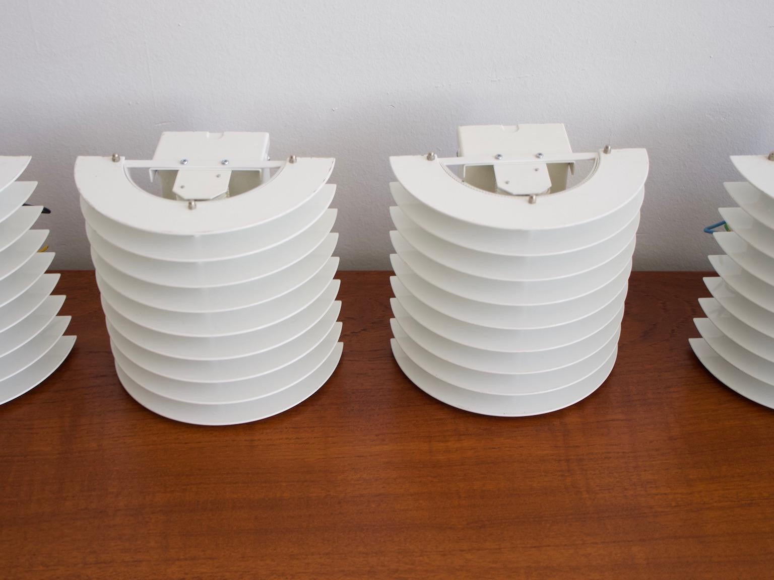 Set of Six White Lacquered Metal Wall Lamps by Boréns 6