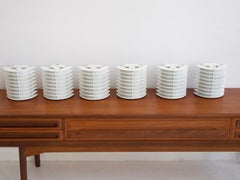 Set of Six White Lacquered Metal Wall Lamps by Boréns