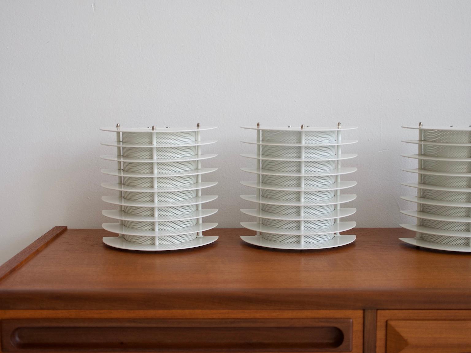 Modern Set of Six White Lacquered Metal Wall Lamps by Boréns
