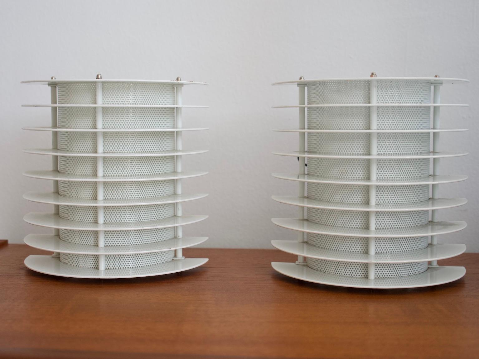 Swedish Set of Six White Lacquered Metal Wall Lamps by Boréns