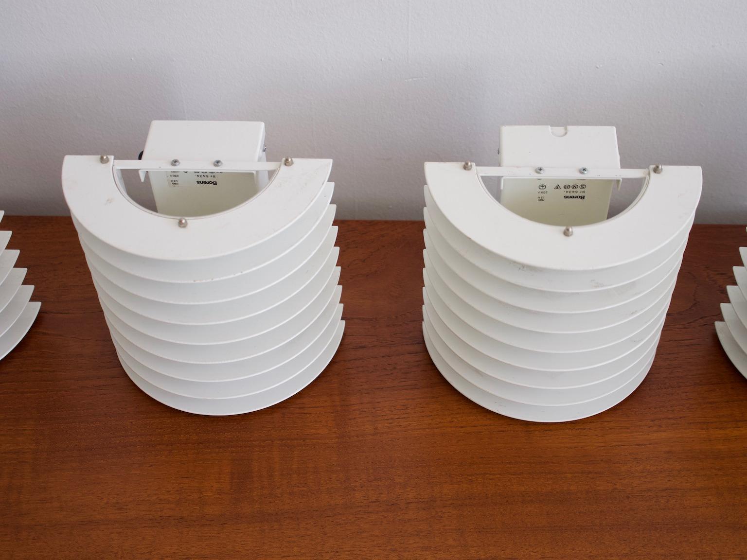 Set of Six White Lacquered Metal Wall Lamps by Boréns In Good Condition In Madrid, ES