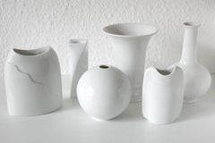 Set of Six White Porcelain Vases Candleholder M. Fray
