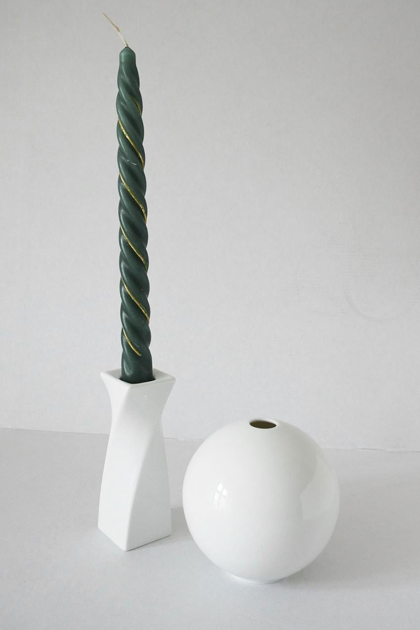 German Set of Six White Porcelain Vases Candleholder M. Fray For Sale
