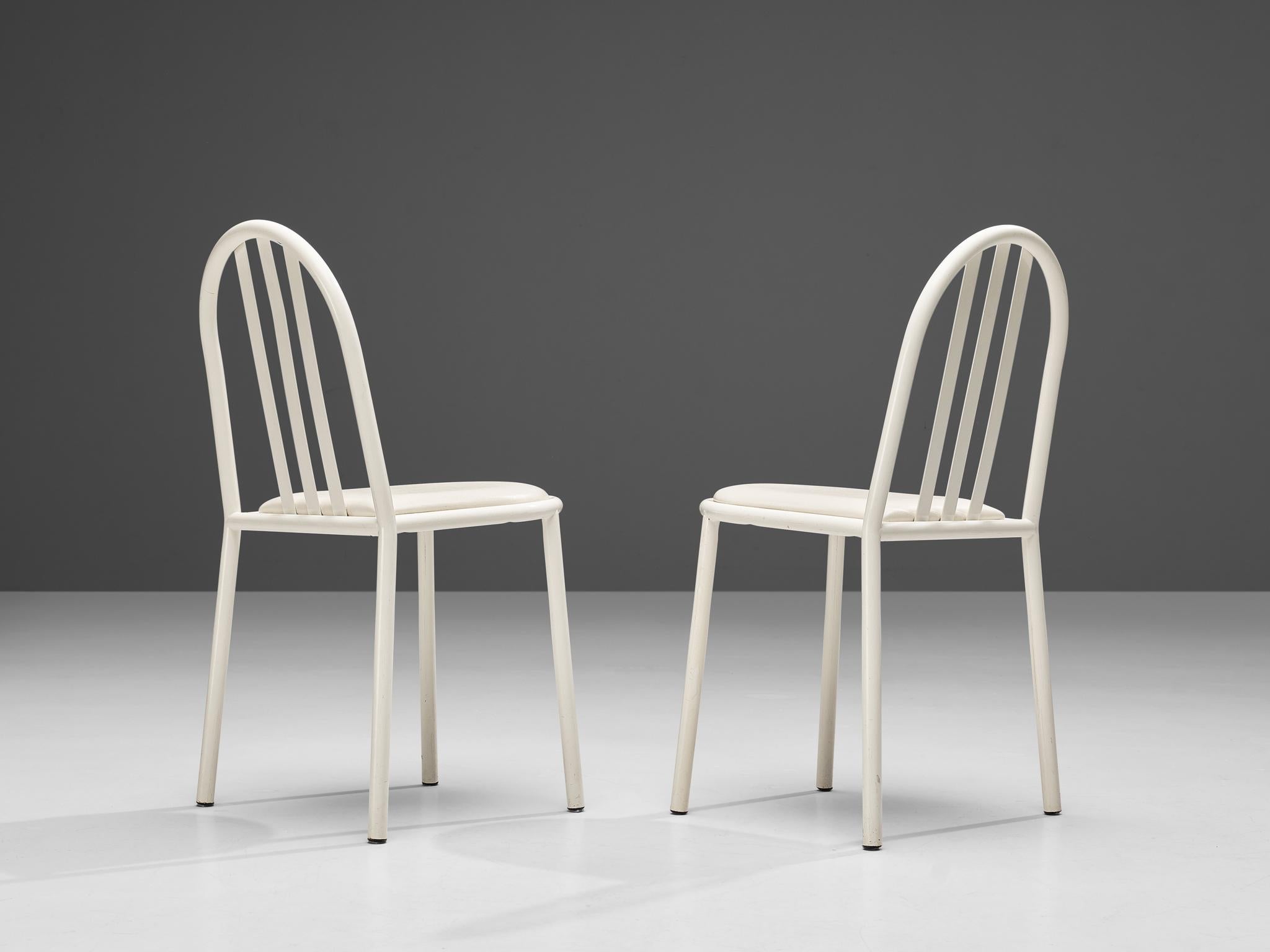 Set of Six White Tubular Steel Chairs by Robert Mallet Stevens 1