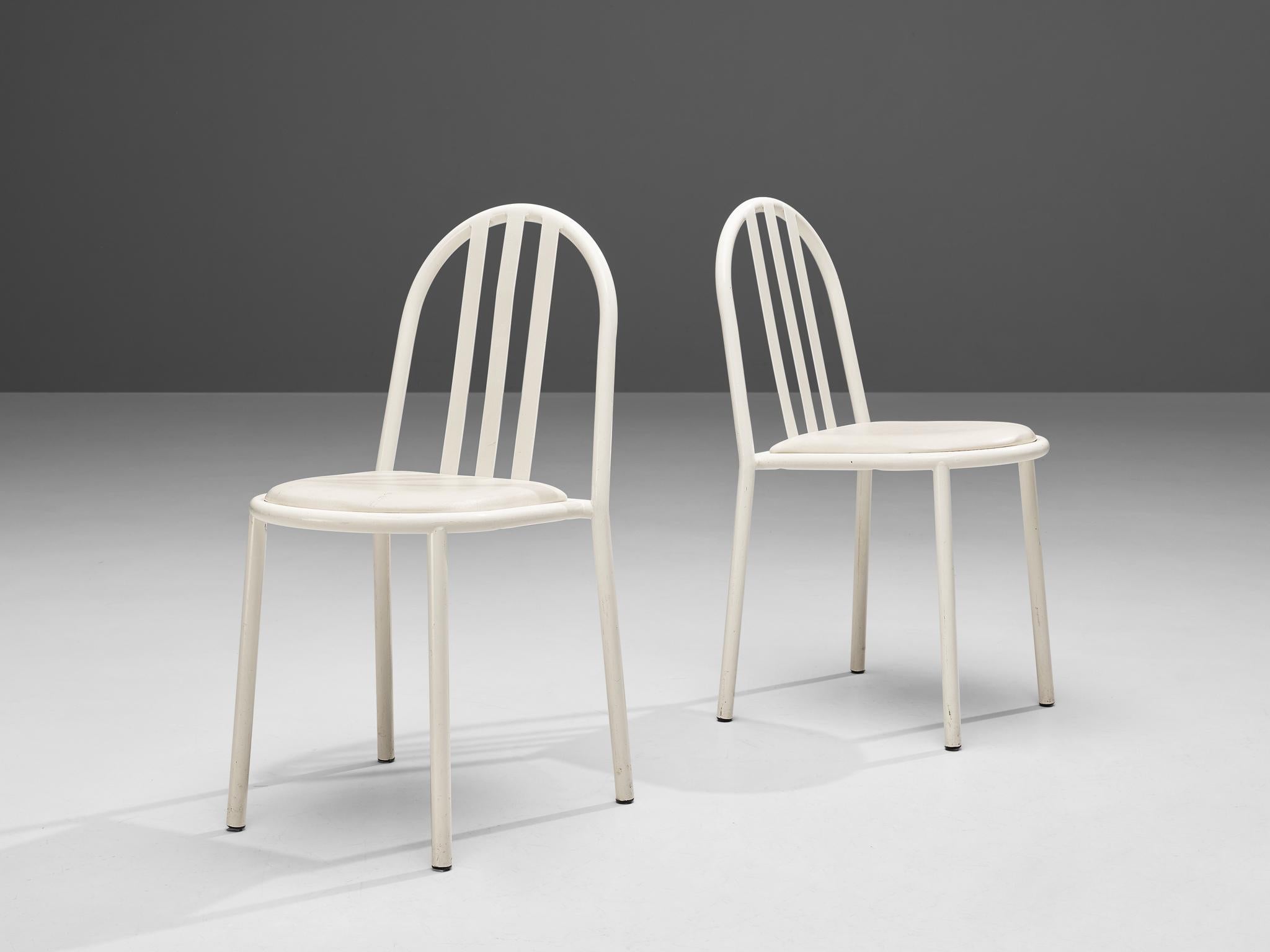 Set of Six White Tubular Steel Chairs by Robert Mallet Stevens 2