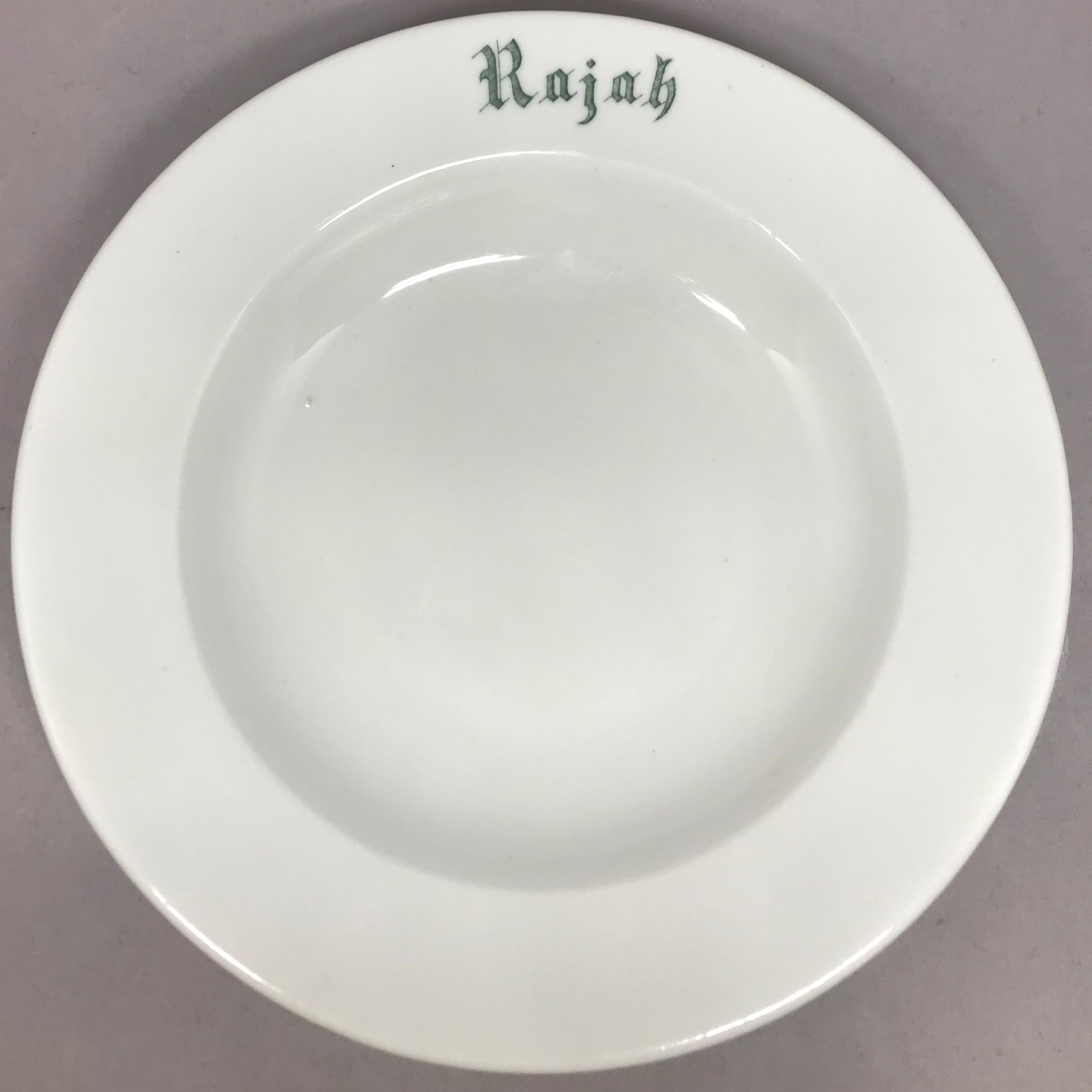 Set of Six White Vintage “Rajah” Plates In Good Condition For Sale In New York, NY