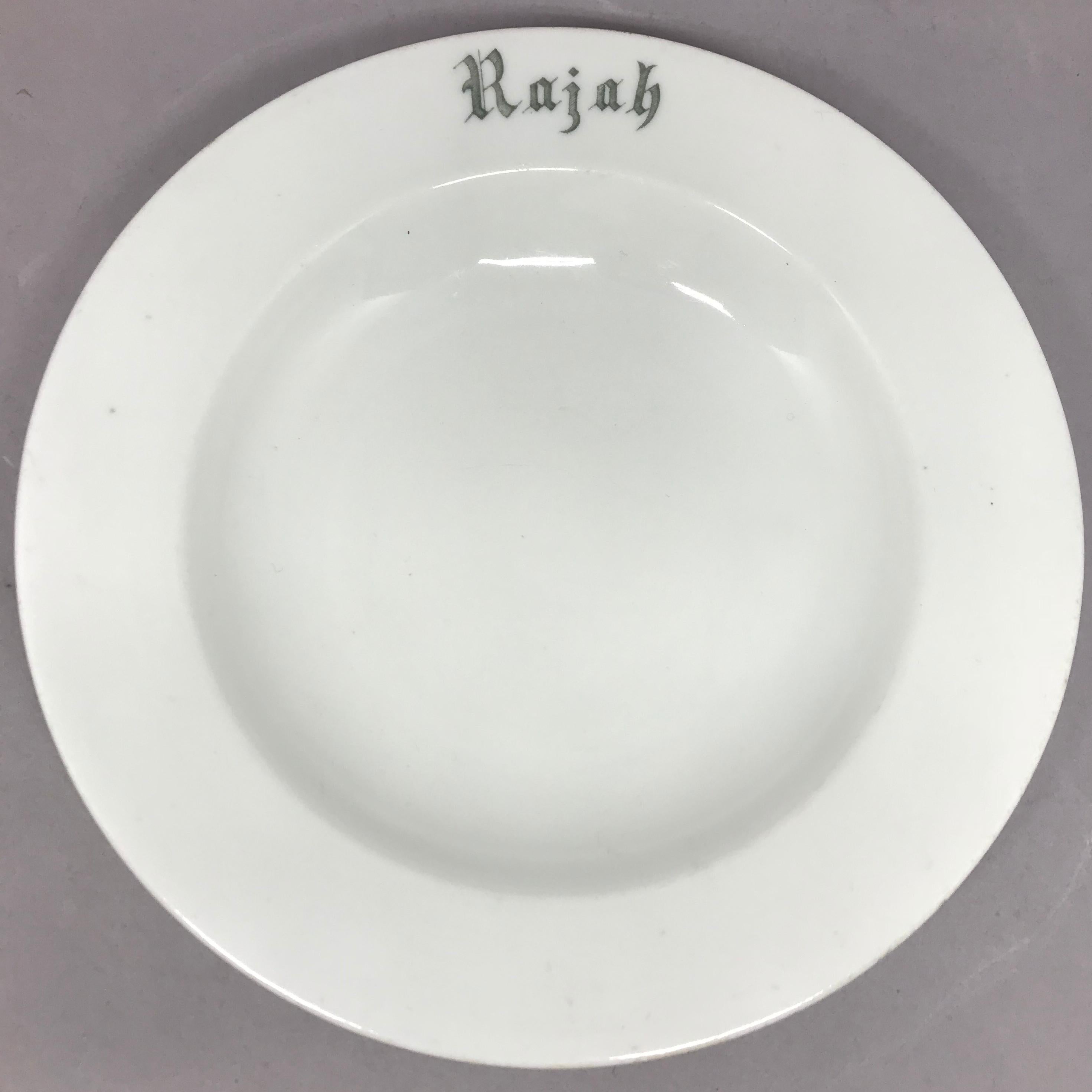 Ceramic Set of Six White Vintage “Rajah” Plates For Sale