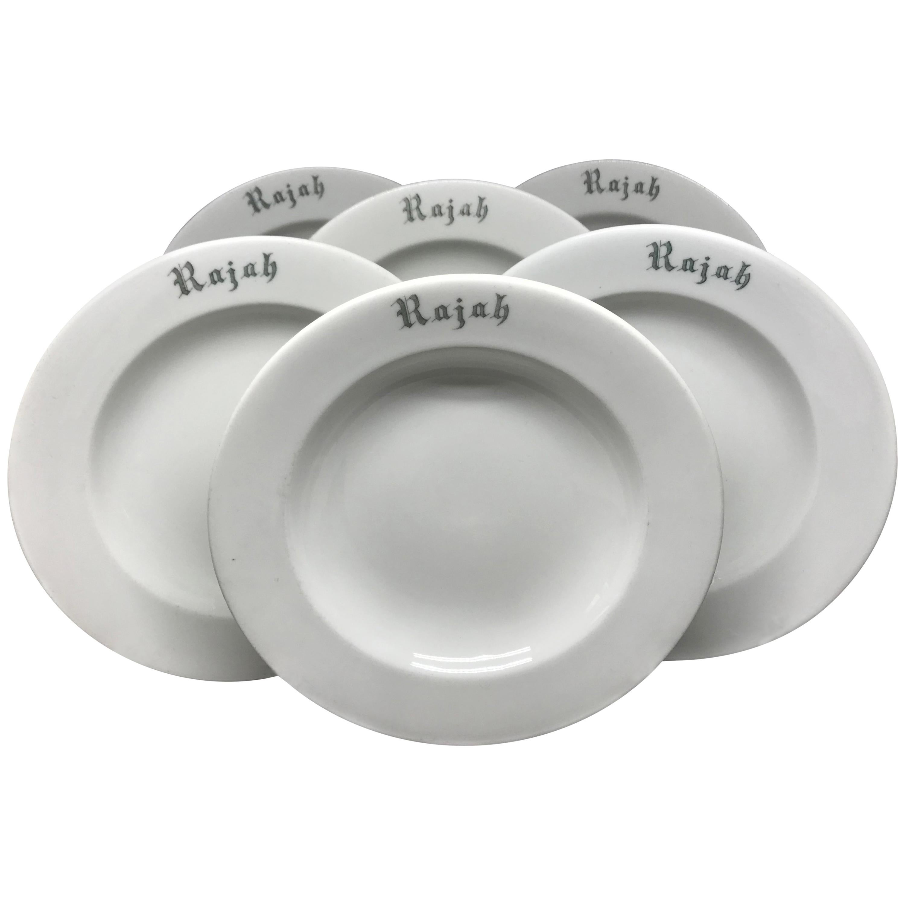 Set of Six White Vintage “Rajah” Plates For Sale